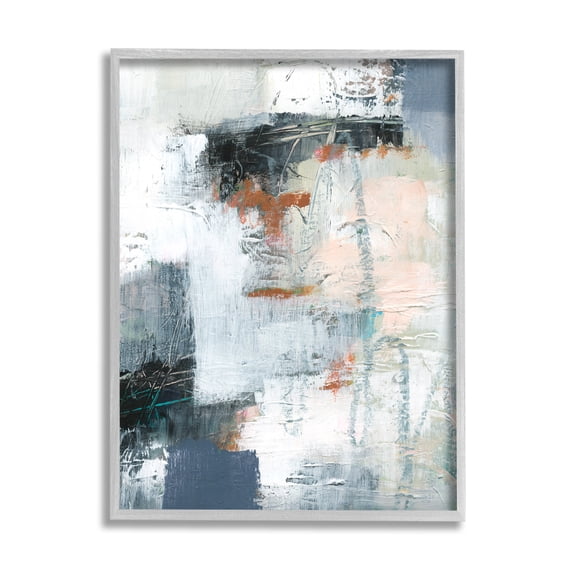 Stupell Industries Dynamic Fort Architecture Abstraction Dense Layered Shapes Abstract Painting Gray Framed Art Print Wall Art, 16 x 20