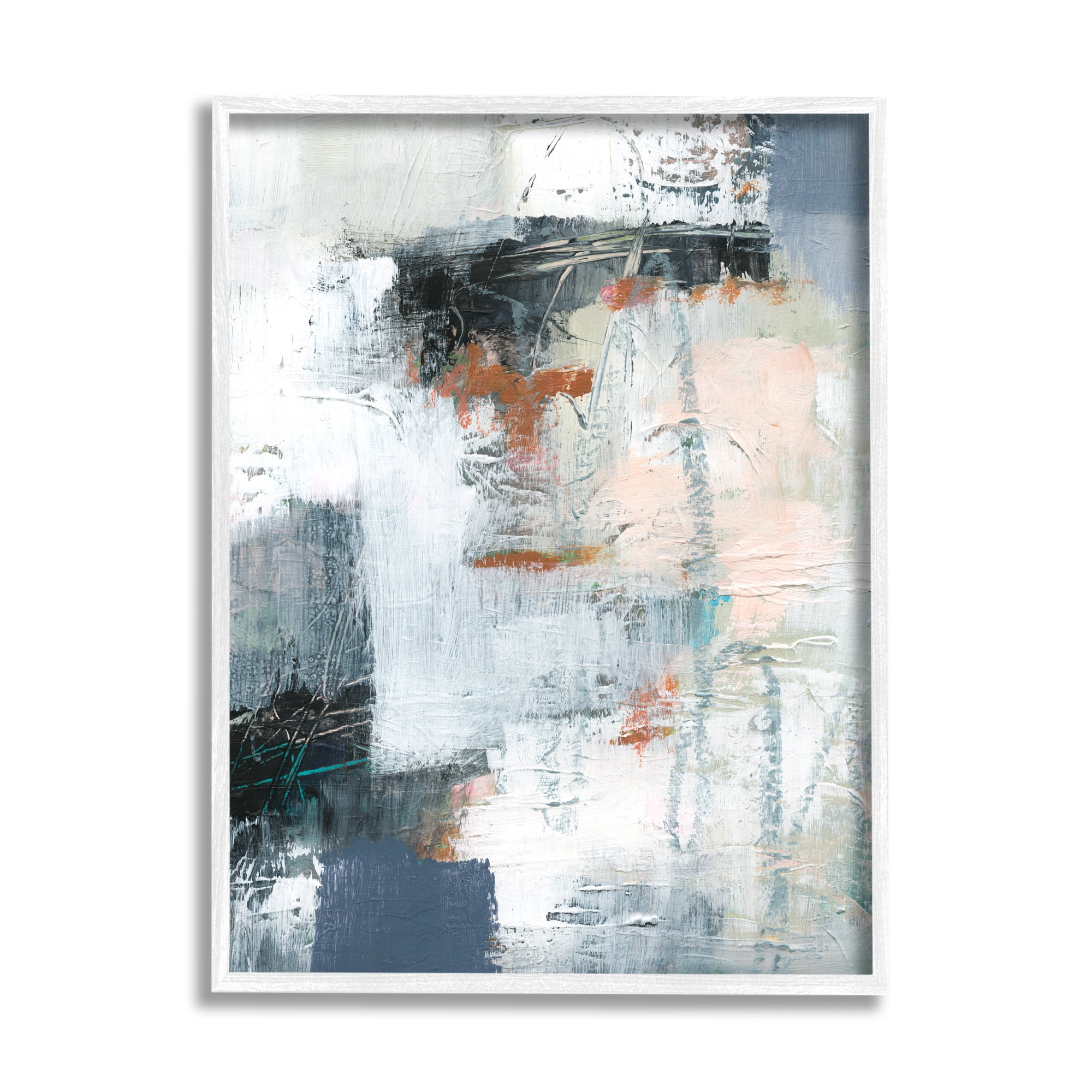 Stupell Industries Dynamic Fort Architecture Abstraction Dense Layered Shapes Abstract Painting White Framed Art Print Wall Art, 24 x 30