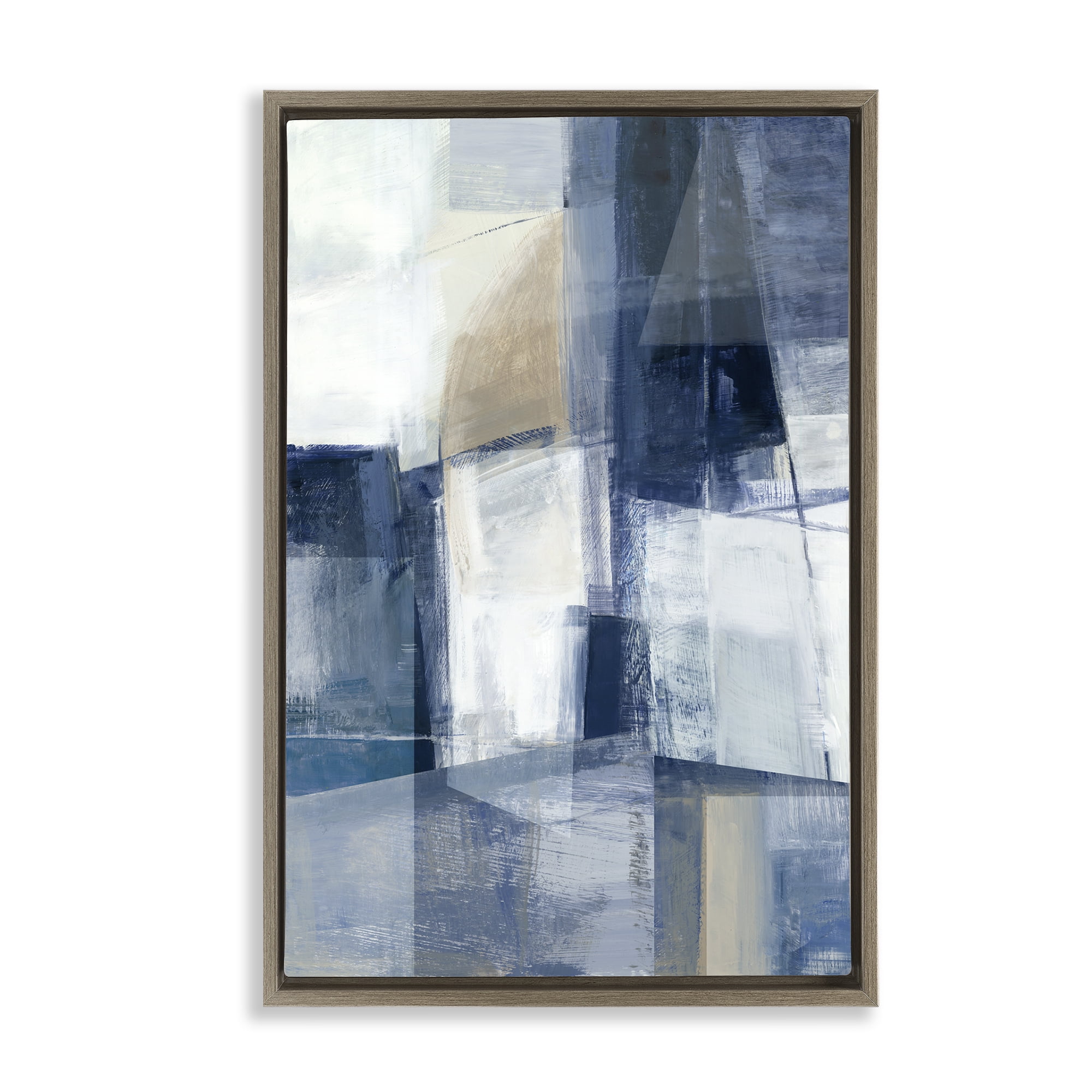 Stupell Industries Dynamic Geometric Abstract Abstract Painting Brown Floater Framed Canvas Art Print Wall Art, 21 x 31