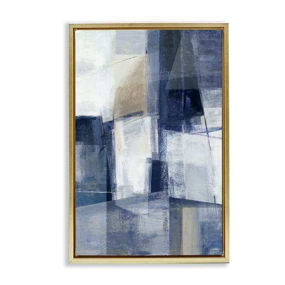 Stupell Industries Dynamic Geometric Abstract Abstract Painting Gold Floater Framed Canvas Art Print Wall Art, 21 x 31