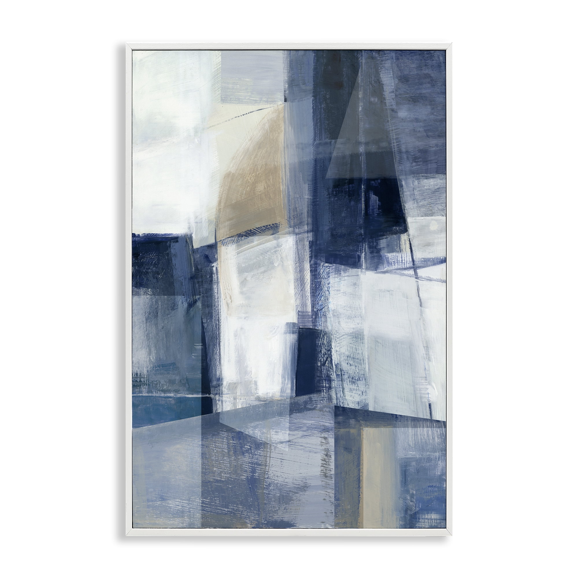 Stupell Industries Dynamic Geometric Abstract Abstract Painting White Framed Art Print Wall Art, 16 x 24
