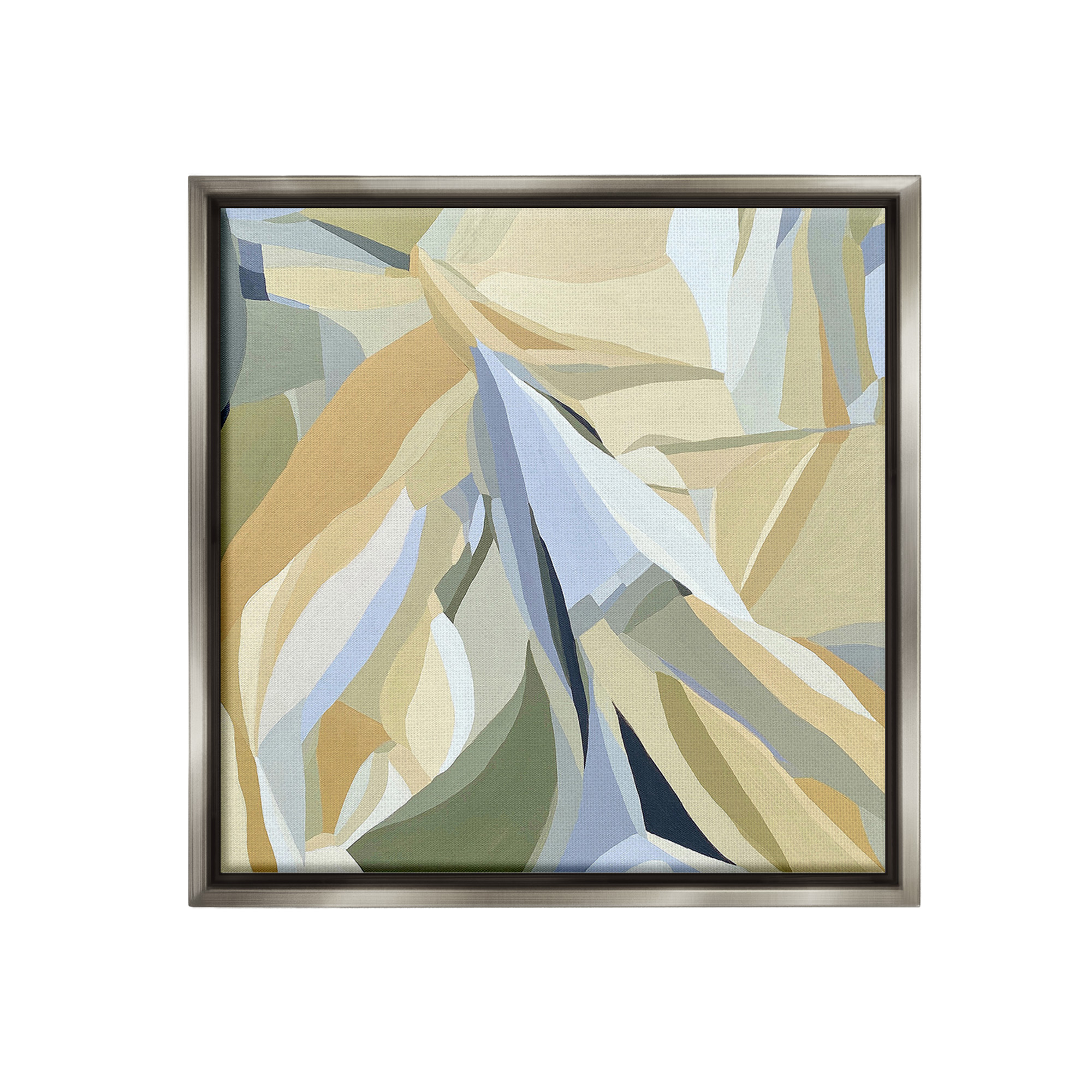 Stupell Industries Dynamic Geometric Pattern Abstract Painting Gray Floater Framed Canvas Art Print Wall Art, 25 x 25