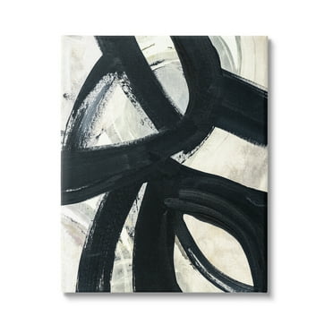 Stupell Industries Dynamic Modern Black Paint Strokes Bold Abstract Painting Gallery Wrapped Canvas Print Wall Art, Design by Susan Jill