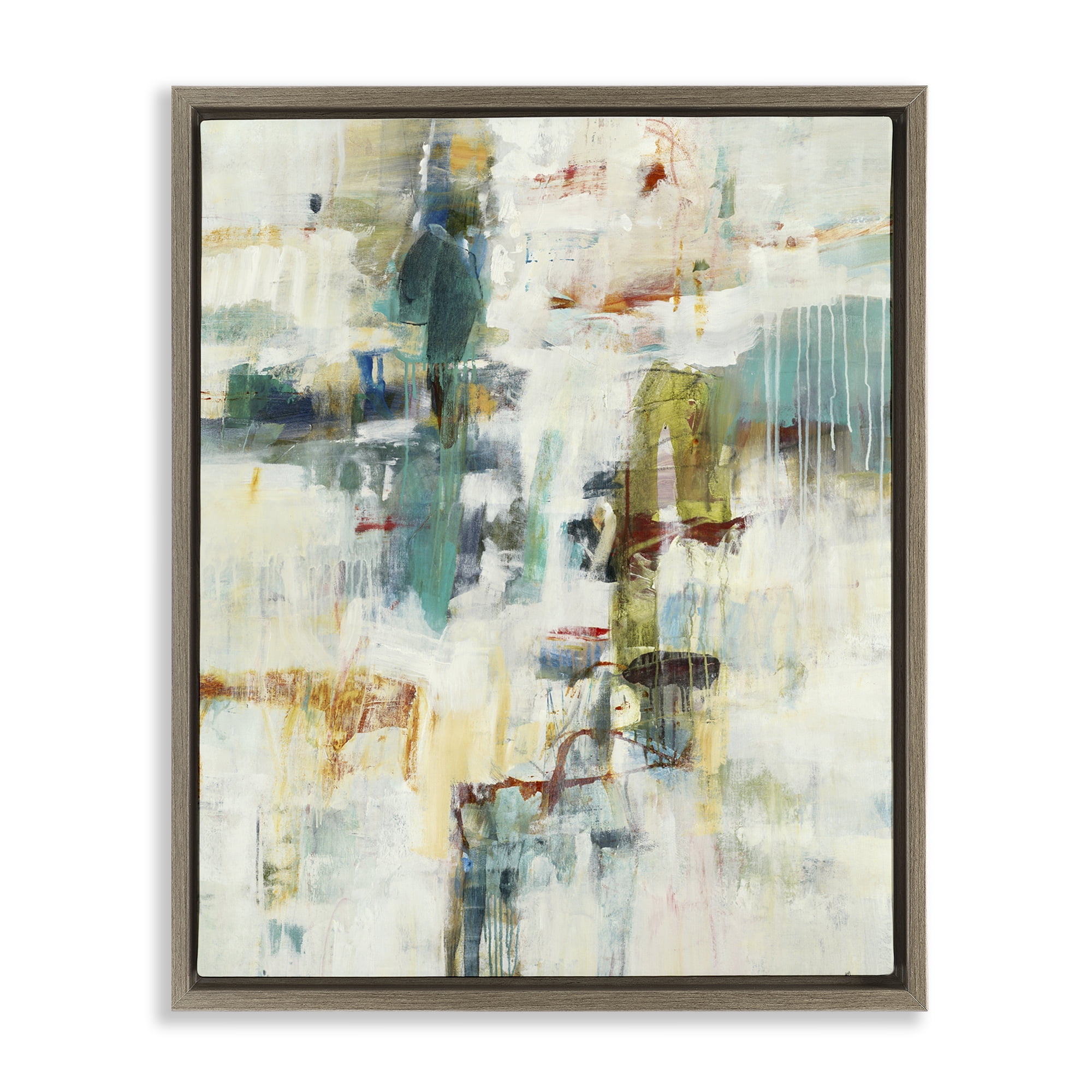 Stupell Industries Dynamic Paint Drips Brown Framed Floater Canvas Wall Art, design by Lisa Ridgers
