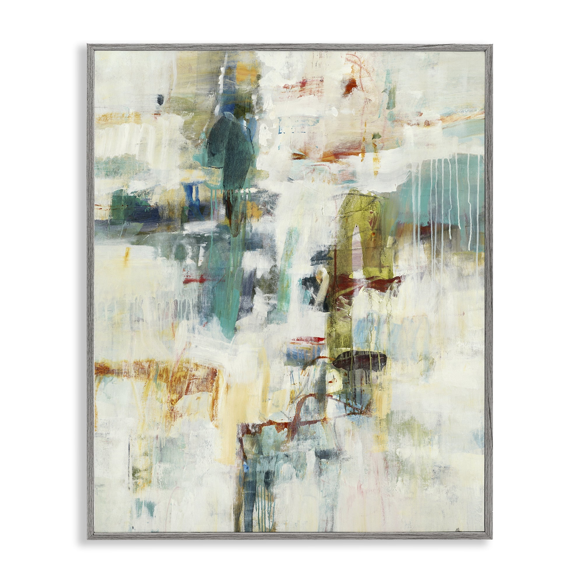 Stupell Industries Dynamic Paint Drips Gray Framed Giclee Art, design by Lisa Ridgers