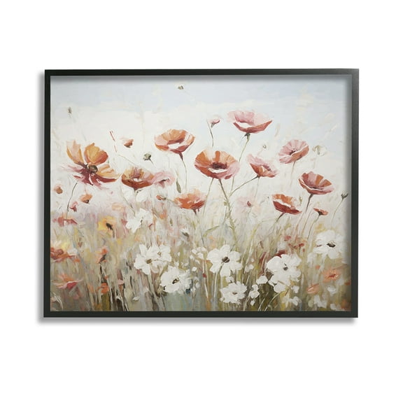Stupell Industries Dynamic Poppy Meadow Botanical & Floral Painting Black Framed Art Print Wall Art, 14 x 11