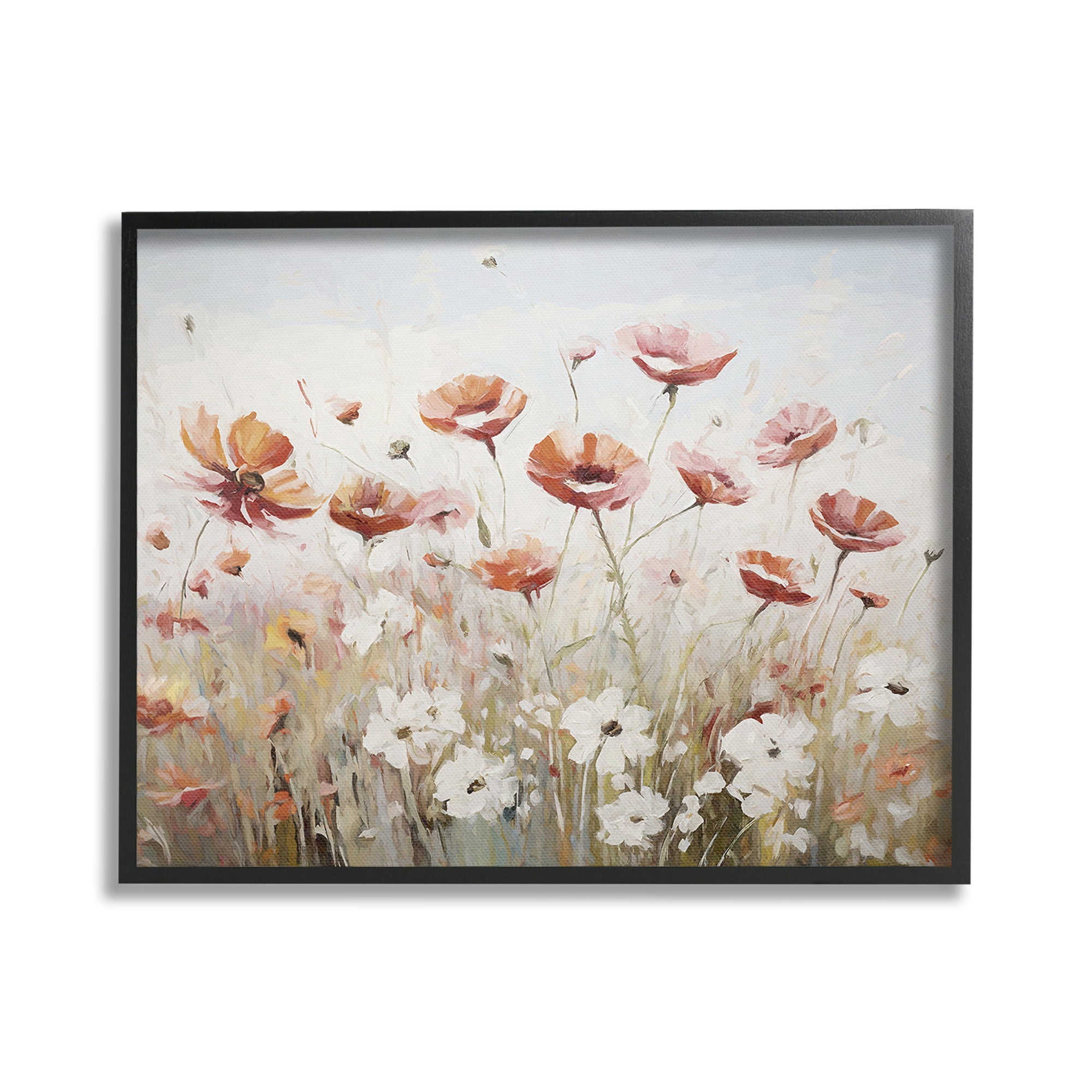 Stupell Industries Dynamic Poppy Meadow Botanical & Floral Painting Black Framed Art Print Wall Art, 30 x 24