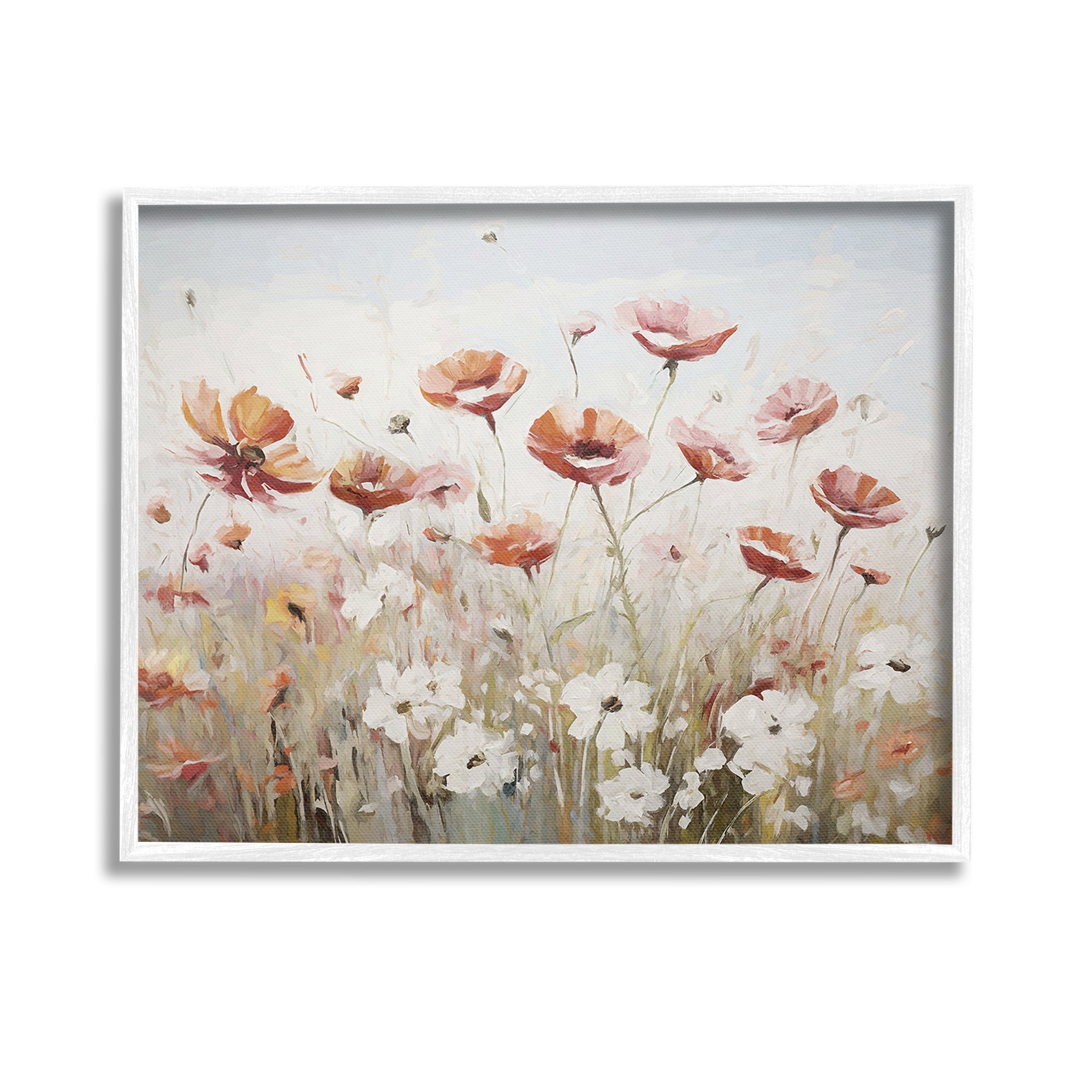 Stupell Industries Dynamic Poppy Meadow Botanical & Floral Painting White Framed Art Print Wall Art, 14 x 11