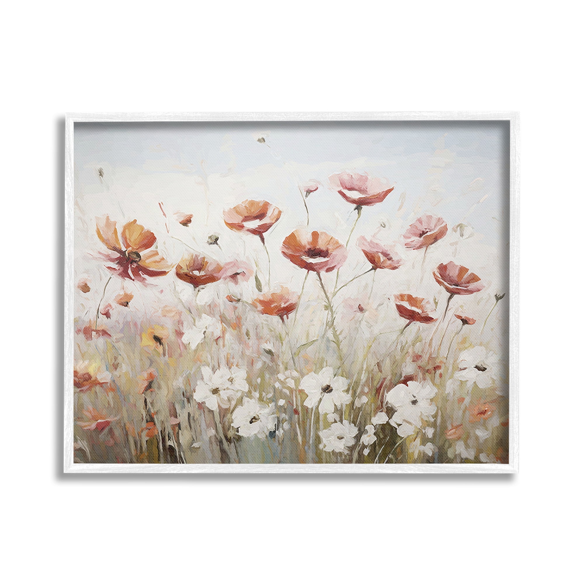 Stupell Industries Dynamic Poppy Meadow Botanical & Floral Painting White Framed Art Print Wall Art, 30 x 24