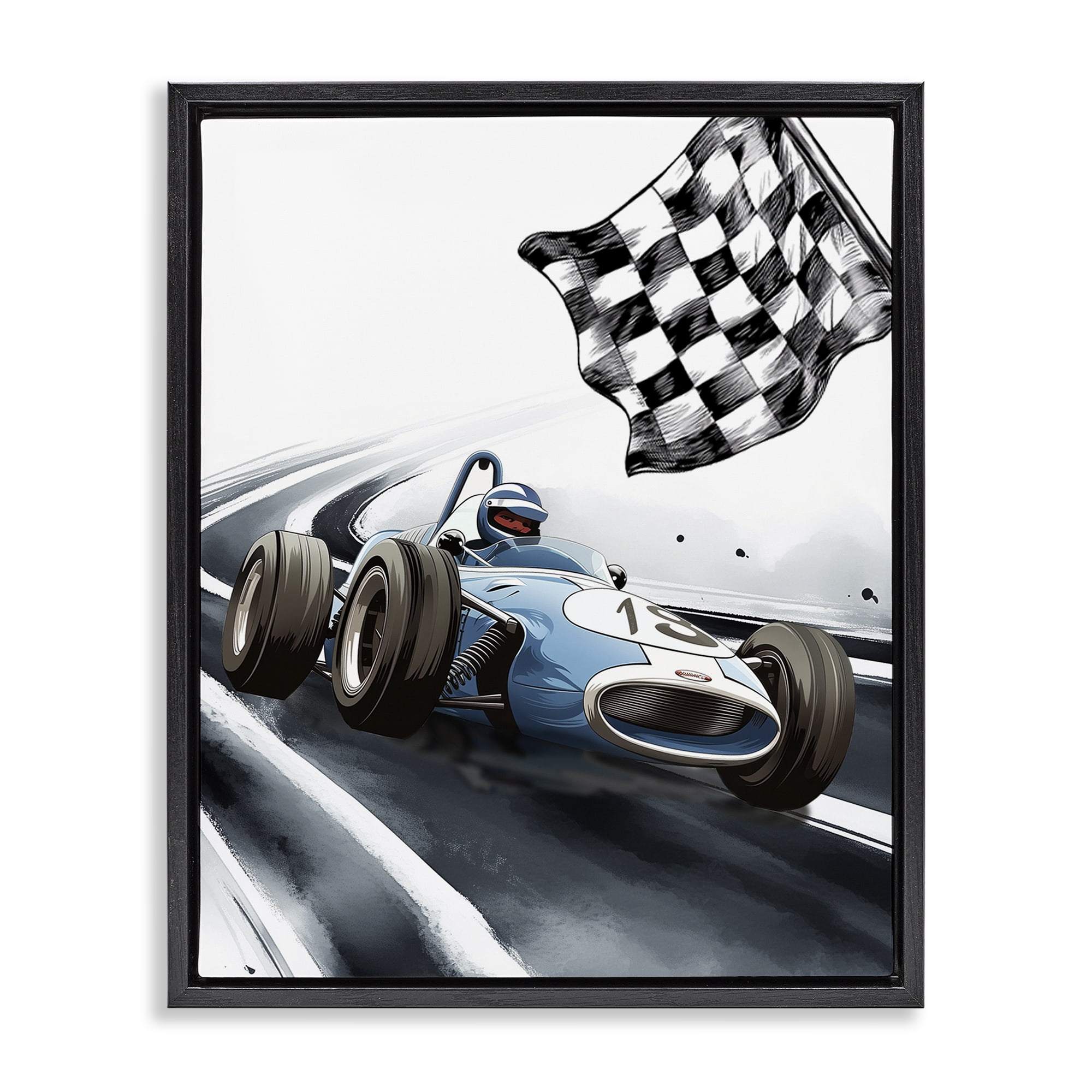 Stupell Industries Dynamic Racecar Driving Black Framed Floater Canvas Wall Art, design by Christine Simpson Art
