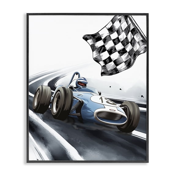 Stupell Industries Dynamic Racecar Driving Black Framed Giclee Art, design by Christine Simpson Art