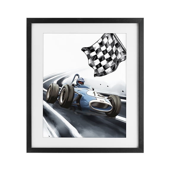 Stupell Industries Contemporary Dynamic Racecar Driving Black Framed Print Under Glass, 13 x 16, by Christine Simpson Art