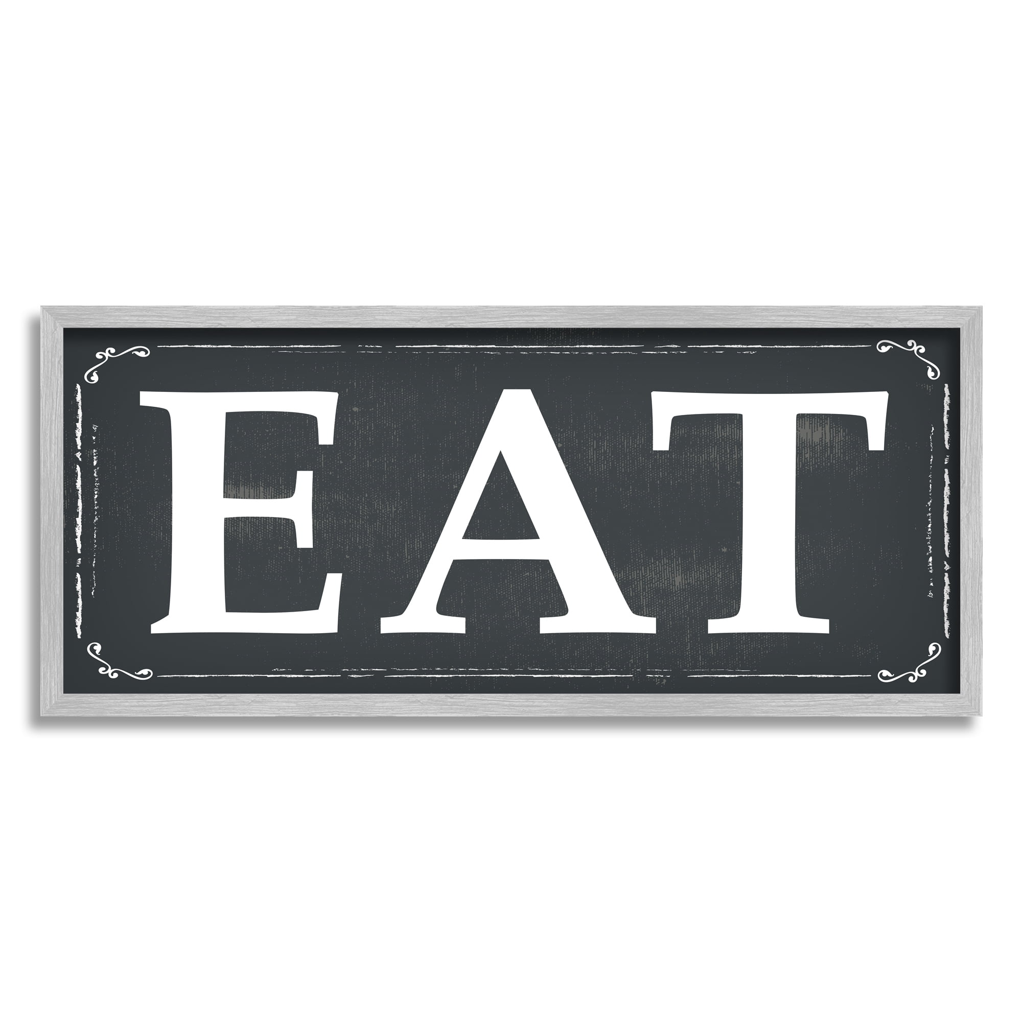 Stupell Industries EAT Black and White, 10 x 24,Design by ND Art