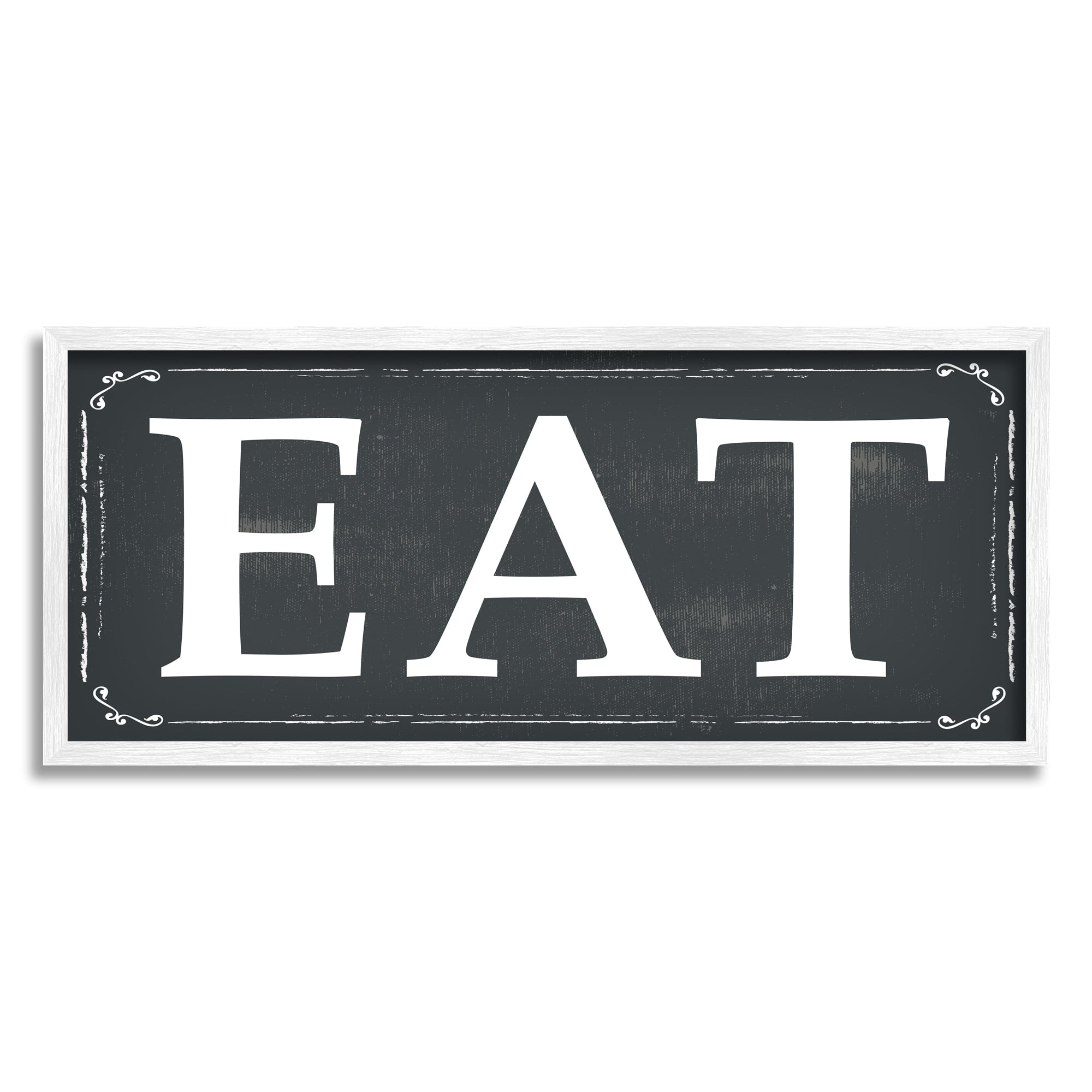 Stupell Industries EAT Black and White, 10 x 24,Design by ND Art