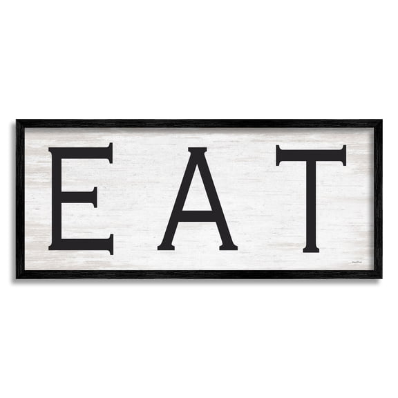 Stupell Industries EAT Farmhouse Kitchen Sign Soft Distressed Pattern, 30 x 13, Design by Lettered and Lined