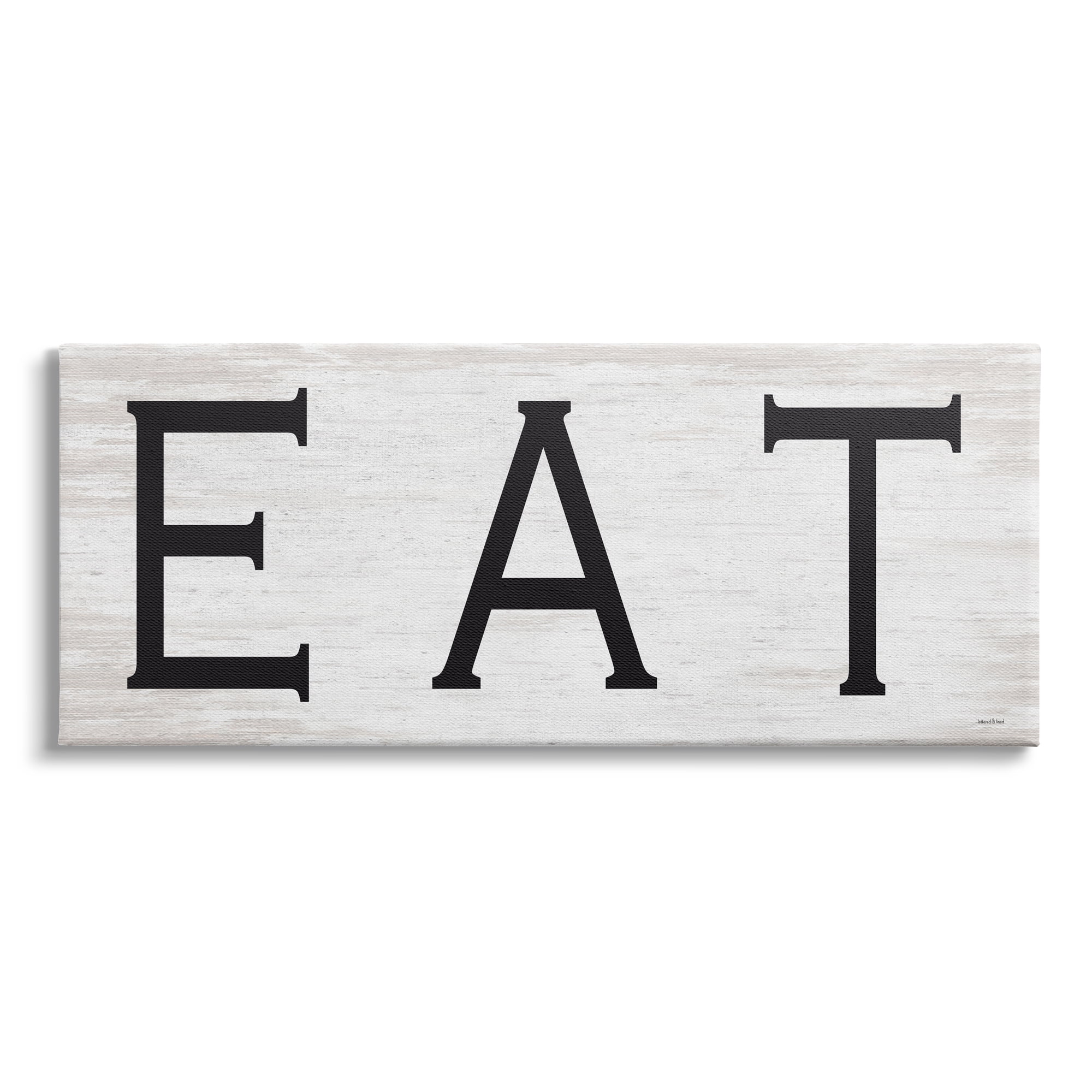 Stupell Industries EAT Farmhouse Kitchen Sign Soft Distressed Pattern, 48 x 20, Design by Lettered and Lined