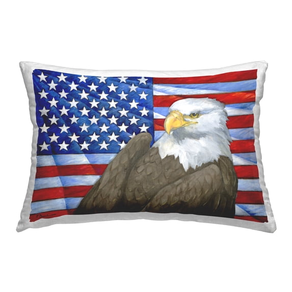 Stupell Industries Eagle's View Flag Decorative Printed Throw Pillow Design by Paul Brent.