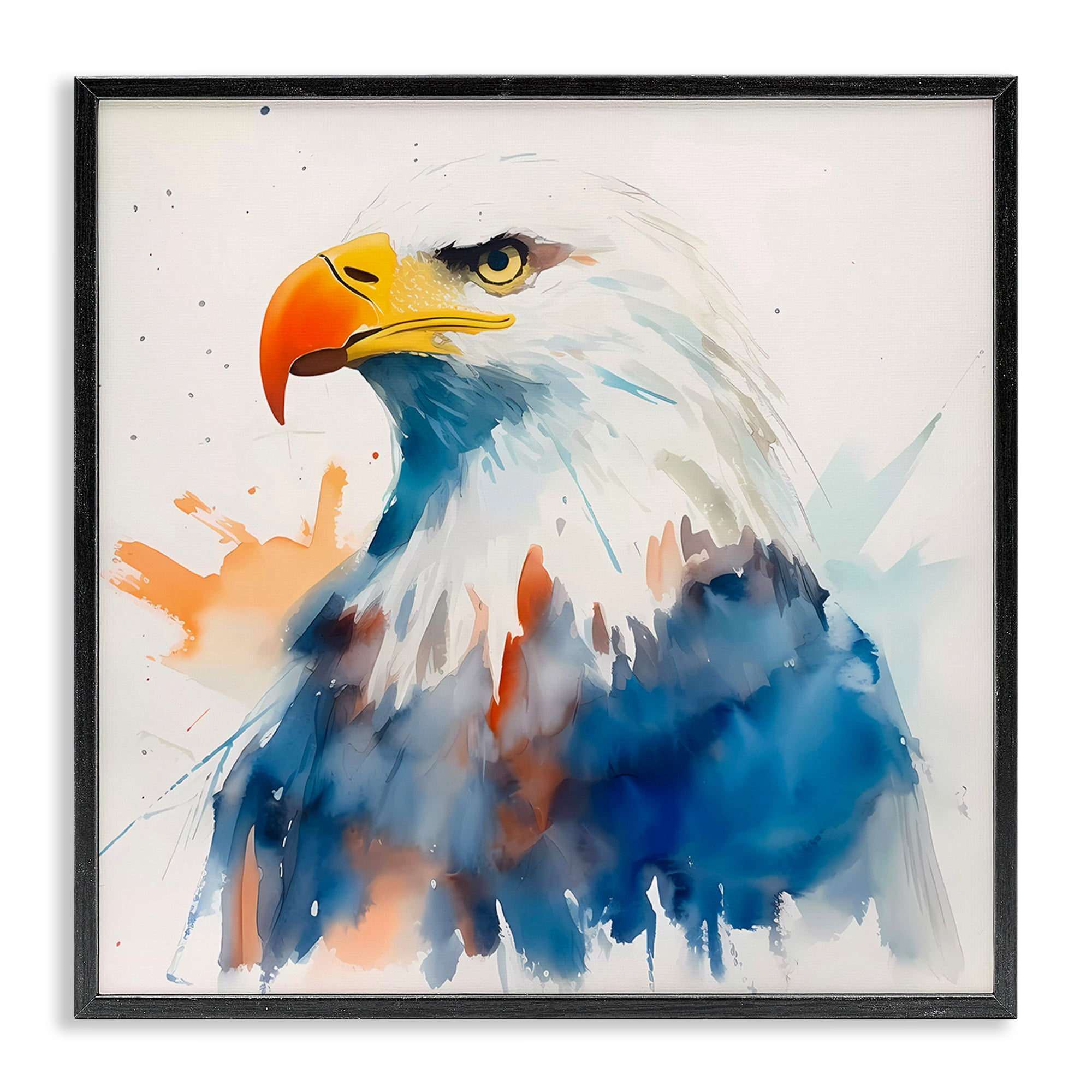 Stupell Industries Eagle with Strong Gaze Animals & Insects Painting Black Framed Art Print Wall Art, 24 x 24