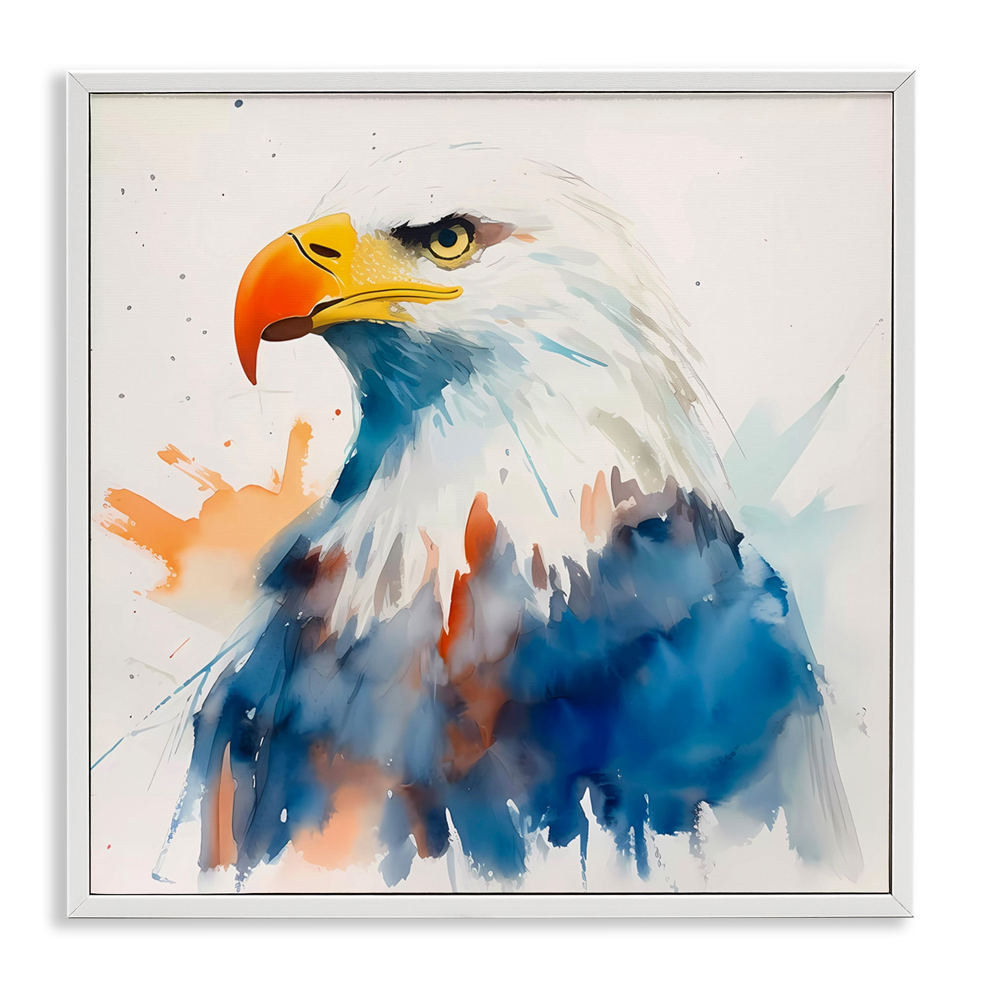 Stupell Industries Eagle with Strong Gaze Animals & Insects Painting White Framed Art Print Wall Art, 17 x 17