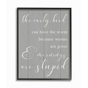 Stupell Industries Early Bird Gets Worm Parody Early Morning Quote Framed Wall Art Design by Daphne Polselli, 24" x 30", Black Framed