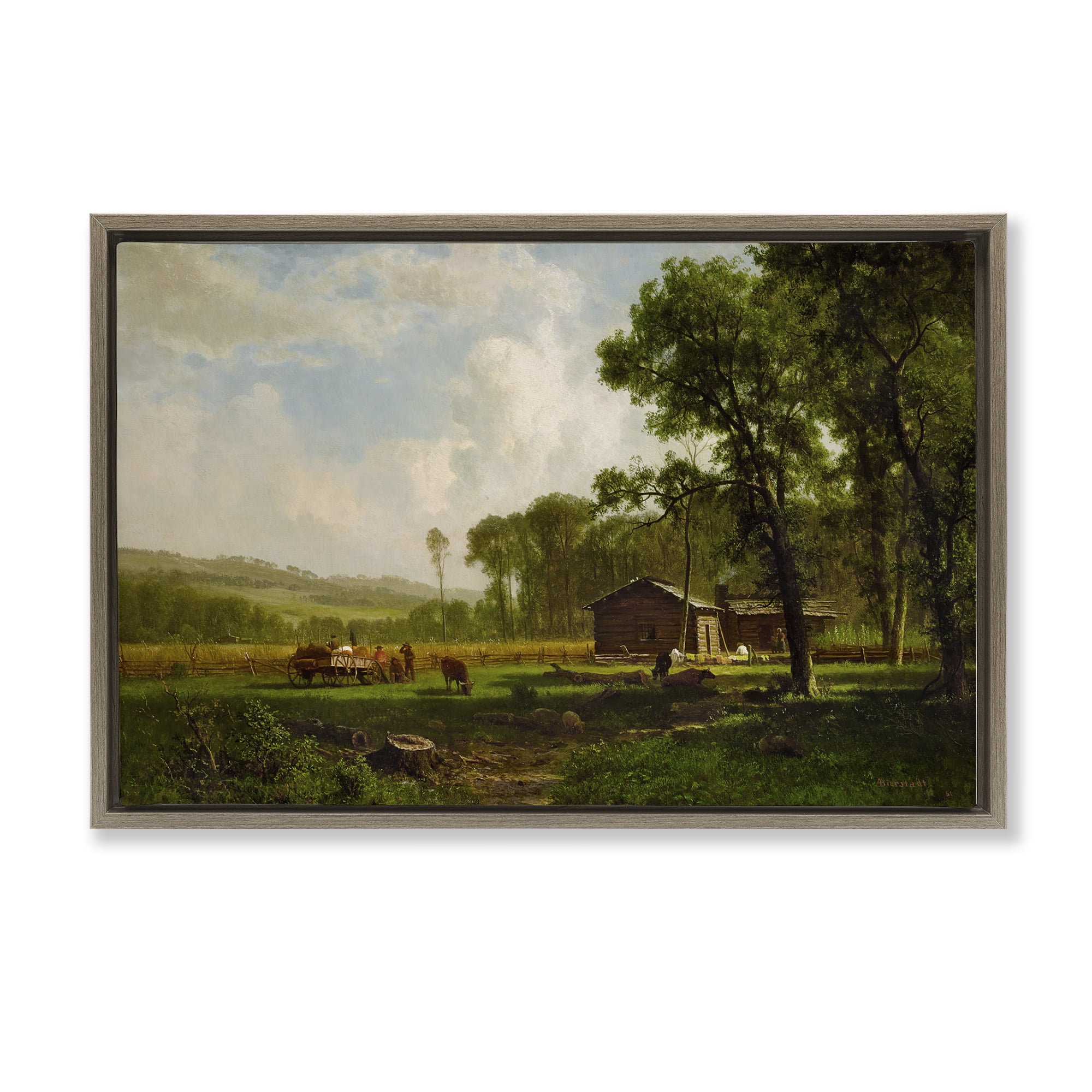Stupell Industries Early Settlers Classical Landscape & Nature Painting Brown Floater Framed Canvas Art Print Wall Art, 31 x 21