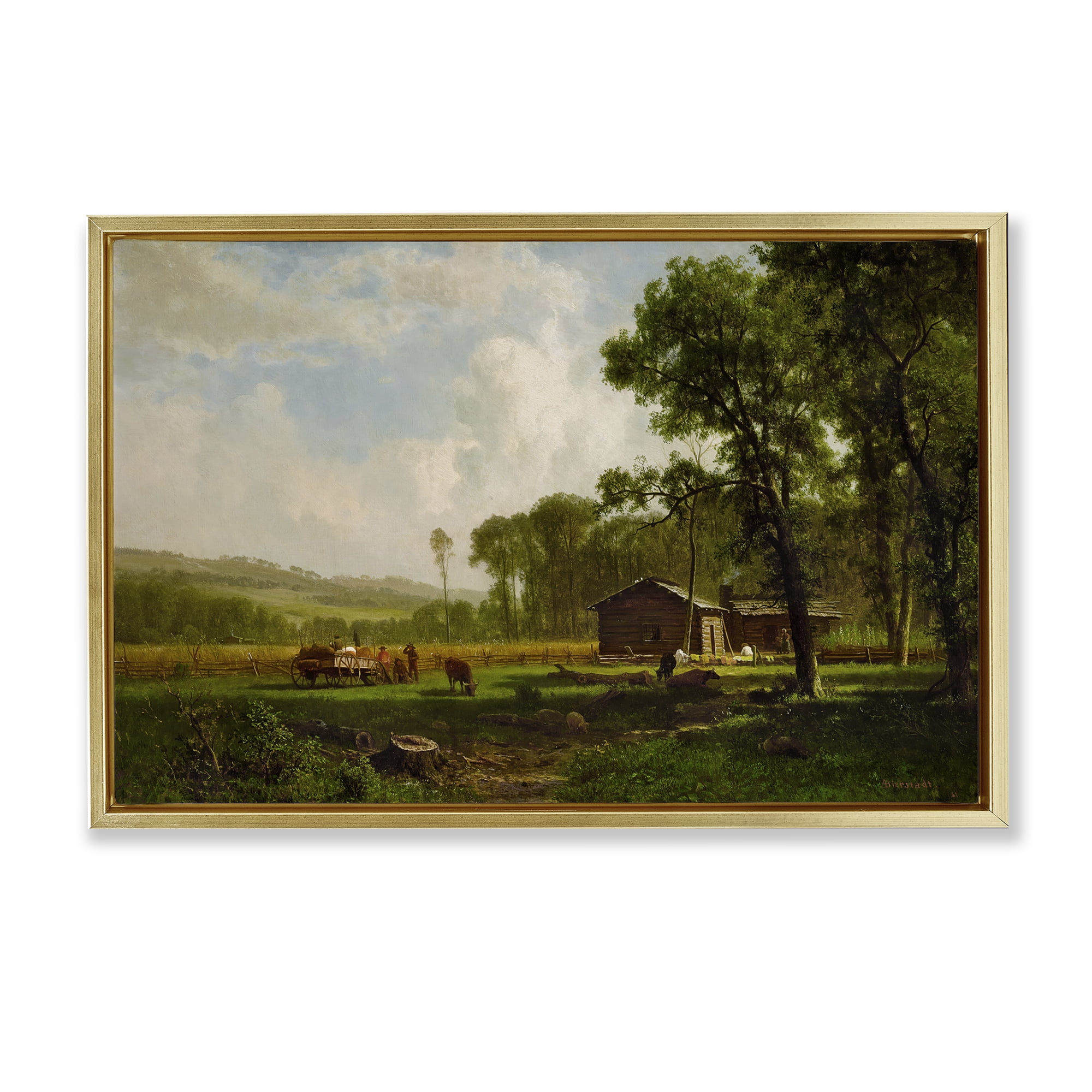 Stupell Industries Early Settlers Classical Landscape & Nature Painting Gold Floater Framed Canvas Art Print Wall Art, 25 x 17