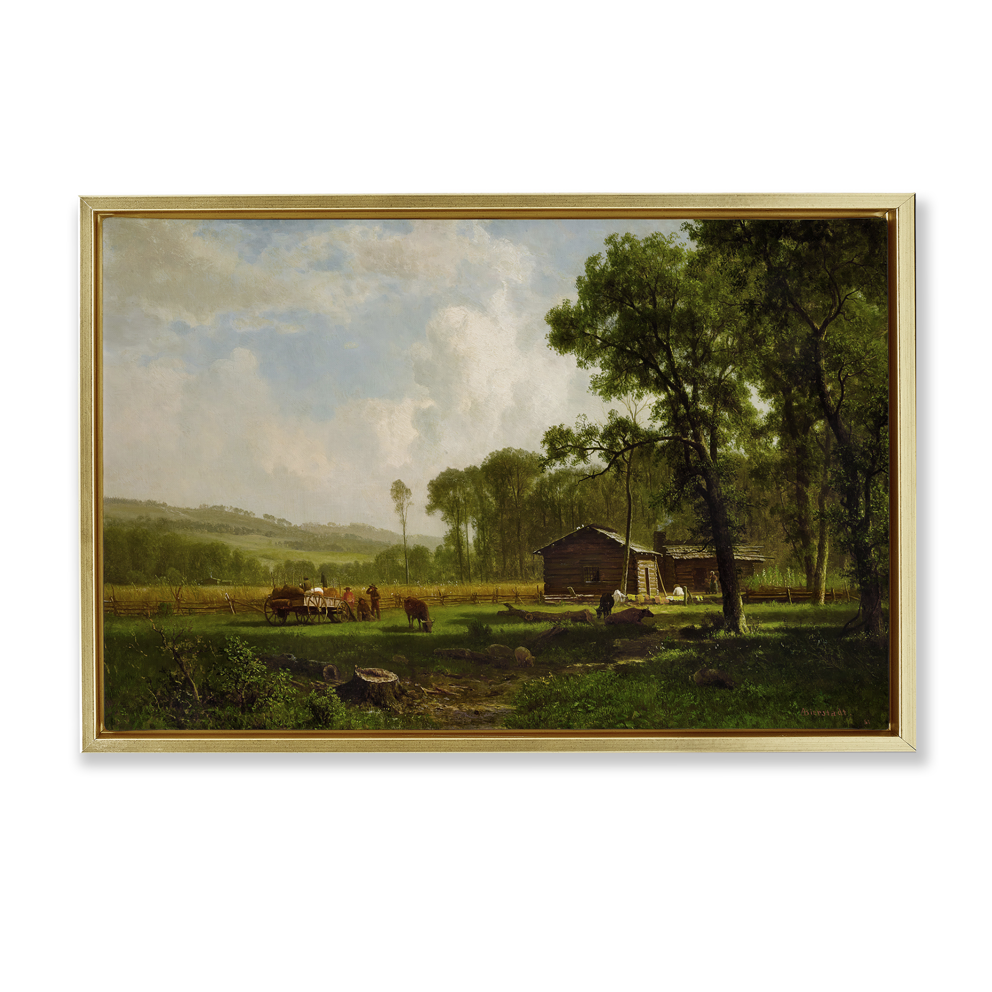 Stupell Industries Early Settlers Classical Landscape & Nature Painting Gold Floater Framed Canvas Art Print Wall Art, 31 x 21