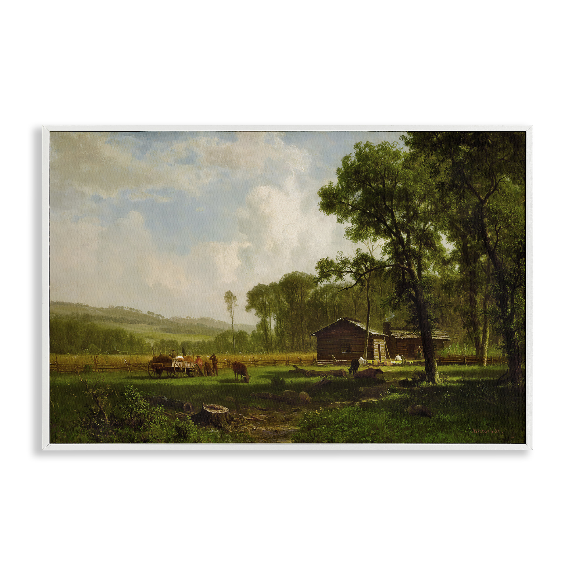 Stupell Industries Early Settlers Classical Landscape & Nature Painting White Framed Art Print Wall Art, 18 x 12