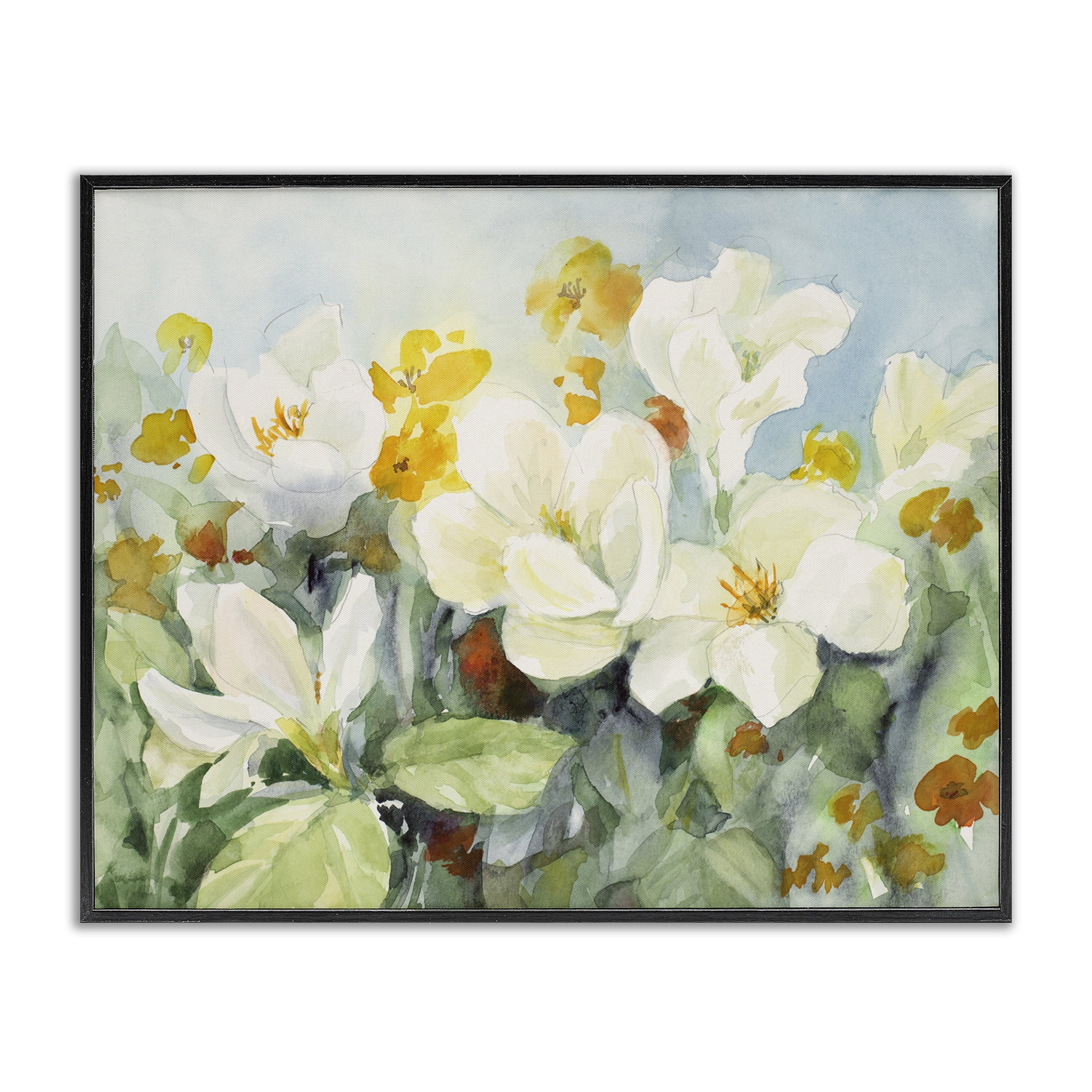 Stupell Industries Early Spring Meadow Botanical & Floral Painting Black Framed Art Print Wall Art, 14 x 11