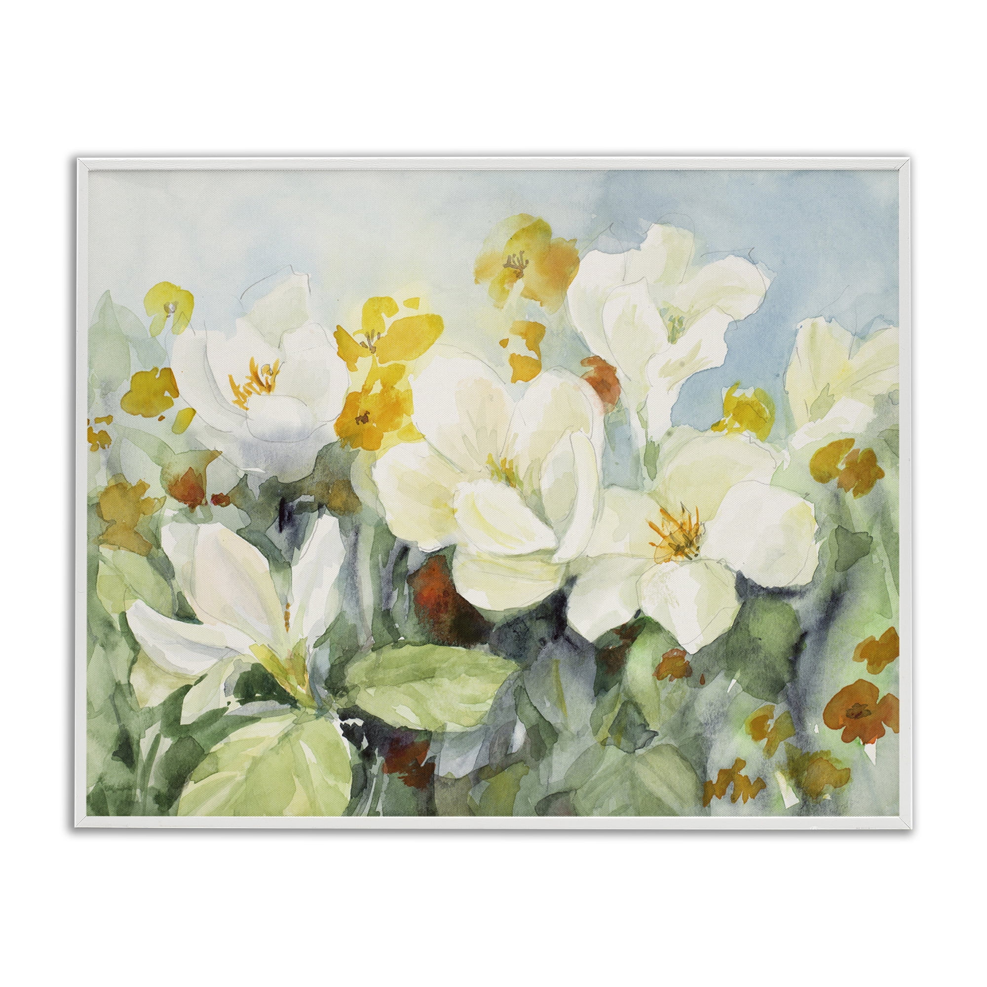 Stupell Industries Early Spring Meadow Botanical & Floral Painting White Framed Art Print Wall Art, 14 x 11