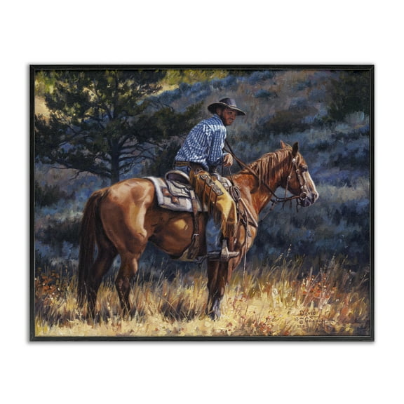Stupell Industries Early Start Cowboy Animals & Insects Painting Black Framed Art Print Wall Art, 14 x 11