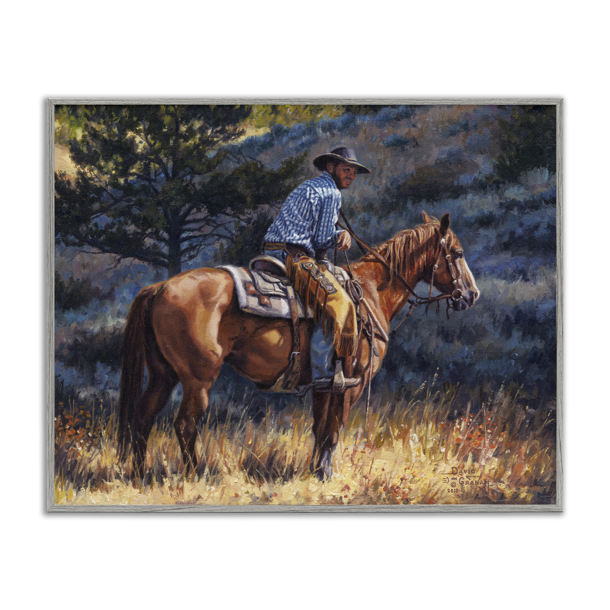 Stupell Industries Early Start Cowboy Animals & Insects Painting Gray Framed Art Print Wall Art, 14 x 11