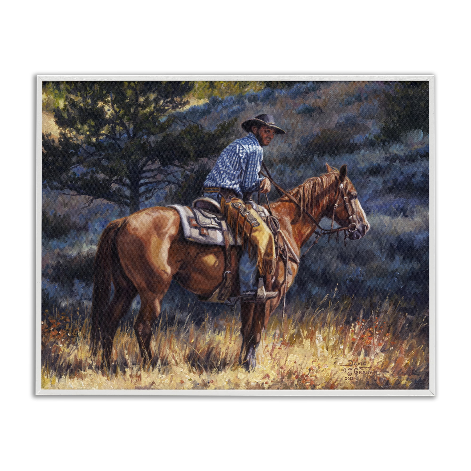 Stupell Industries Early Start Cowboy Animals & Insects Painting White Framed Art Print Wall Art, 20 x 16