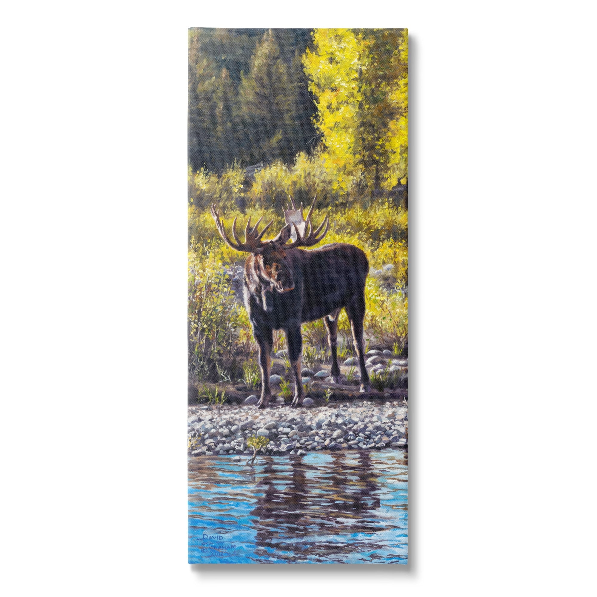Stupell Industries Early Summer Moose At Lake Animals & Insects Painting Gallery Wrapped Canvas Print Wall Art
