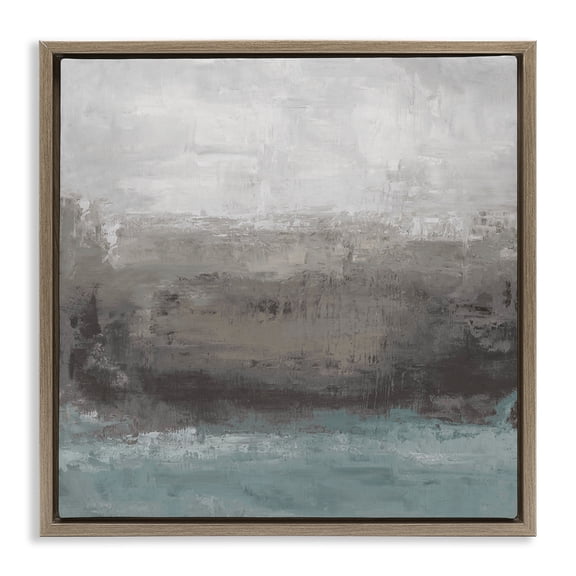 Stupell Industries Earth And Sea Abstraction Brown Framed Floater Canvas Wall Art design by Hannah Dawson, 25 x 25