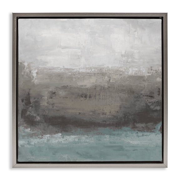 Stupell Industries Earth And Sea Abstraction Gray Framed Floater Canvas Wall Art design by Hannah Dawson, 18 x 18