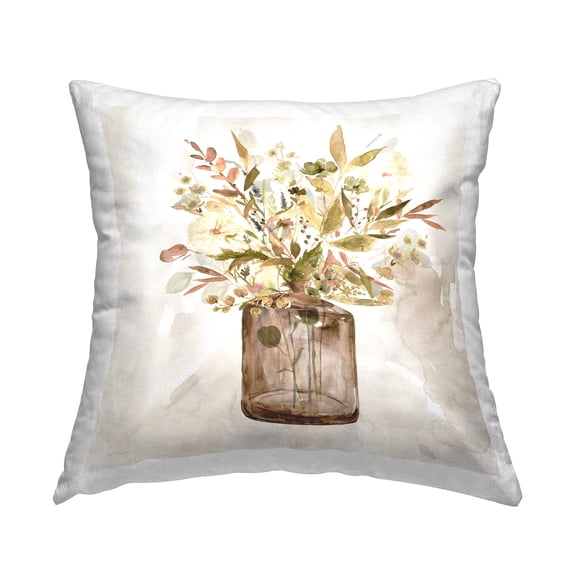 Stupell Industries Earth Tone Bouquet Decorative Printed Throw Pillow Design by Carol Robinson.