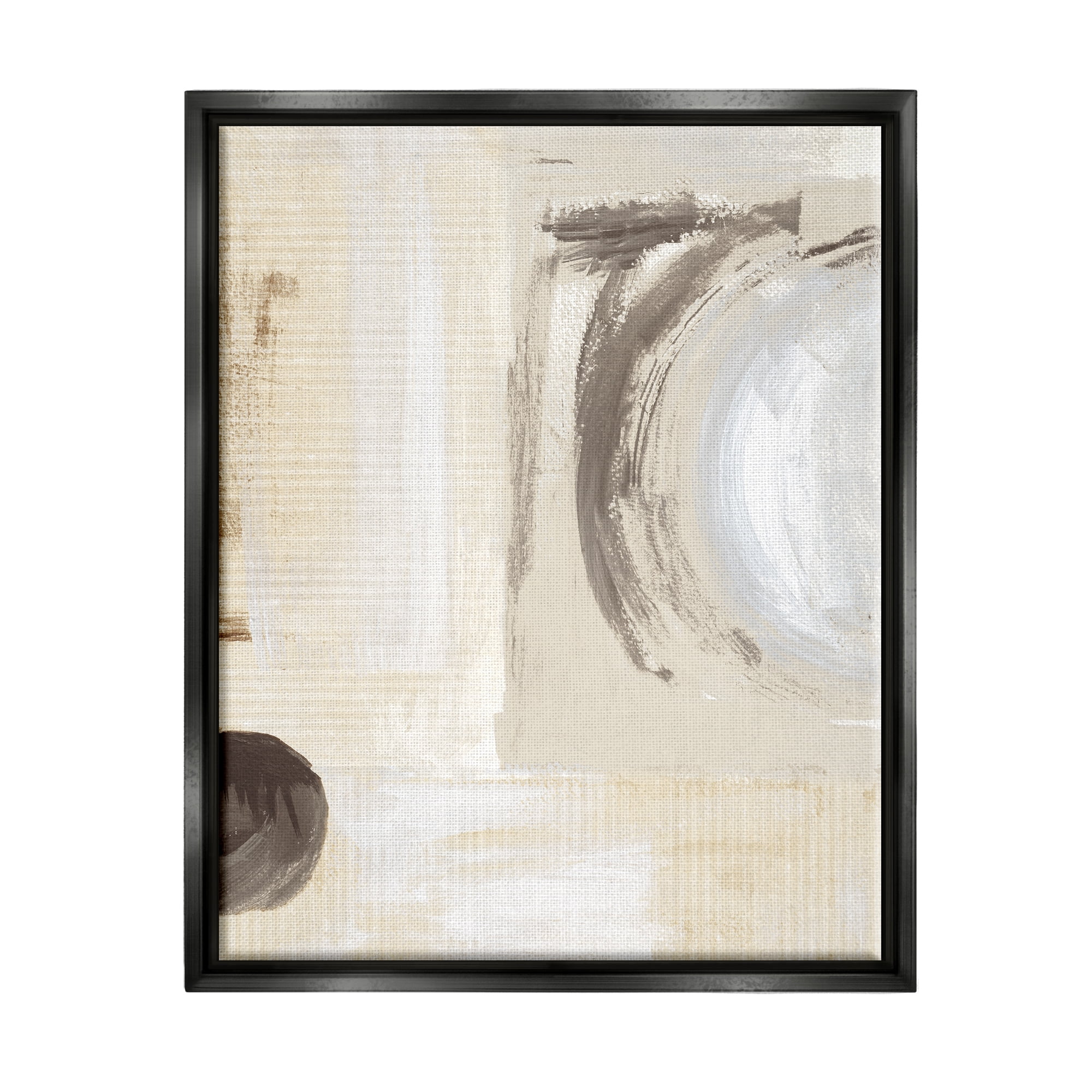 Stupell Industries Earth Tone Brushed Paint Abstract Painting Black Floater Framed Canvas Art Print Wall Art, 25 x 31