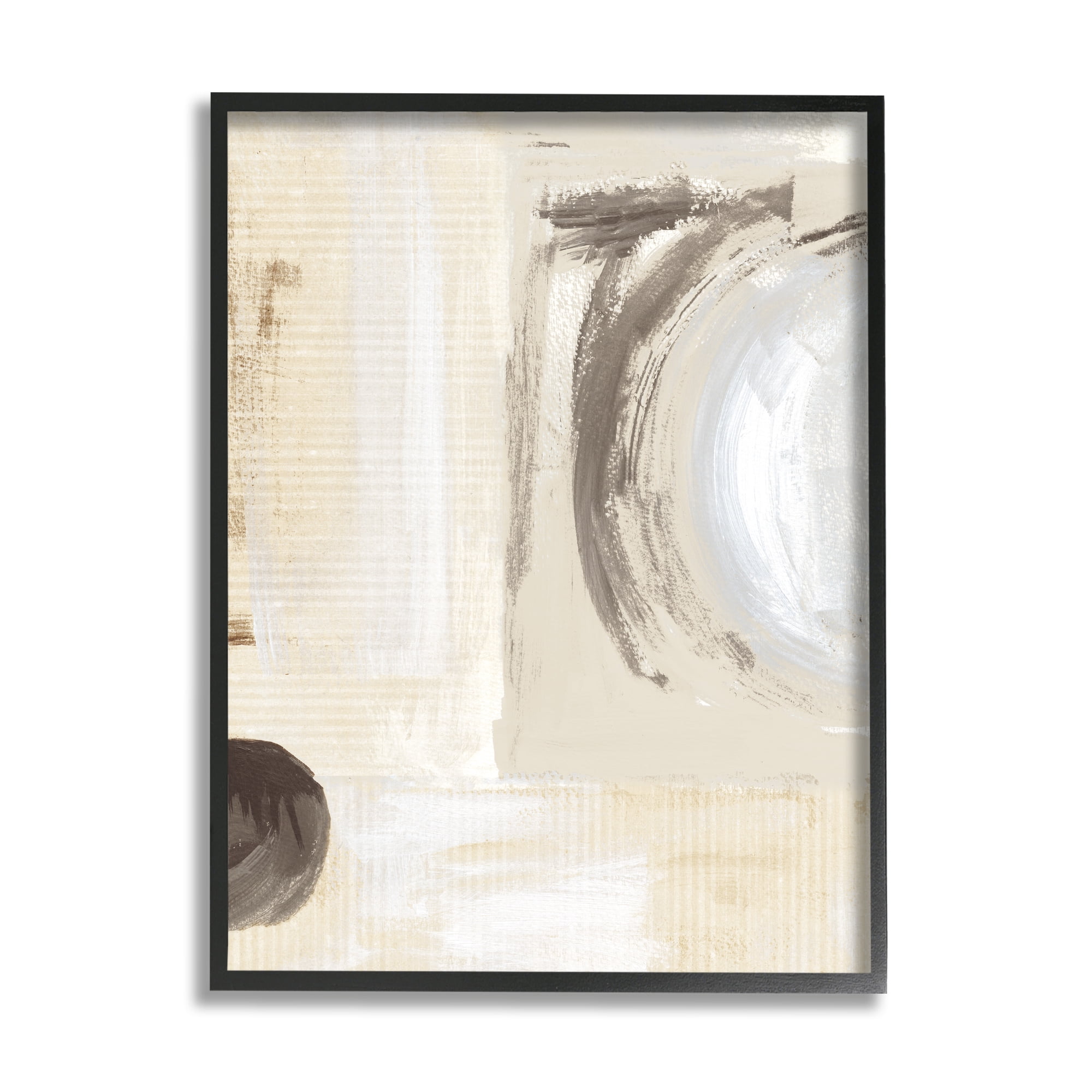 Stupell Industries Earth Tone Brushed Paint Abstract Painting Black Framed Art Print Wall Art, 11 x 14