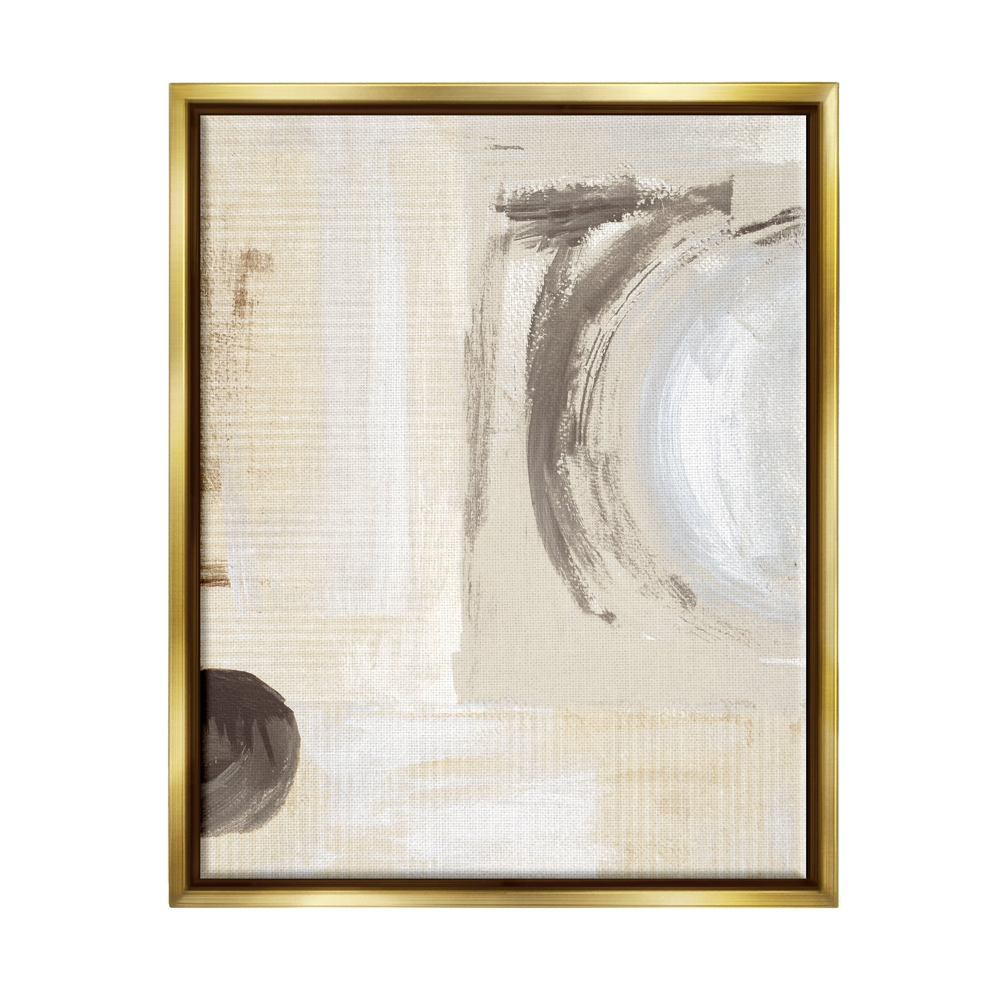 Stupell Industries Earth Tone Brushed Paint Abstract Painting Gold Floater Framed Canvas Art Print Wall Art, 17 x 21