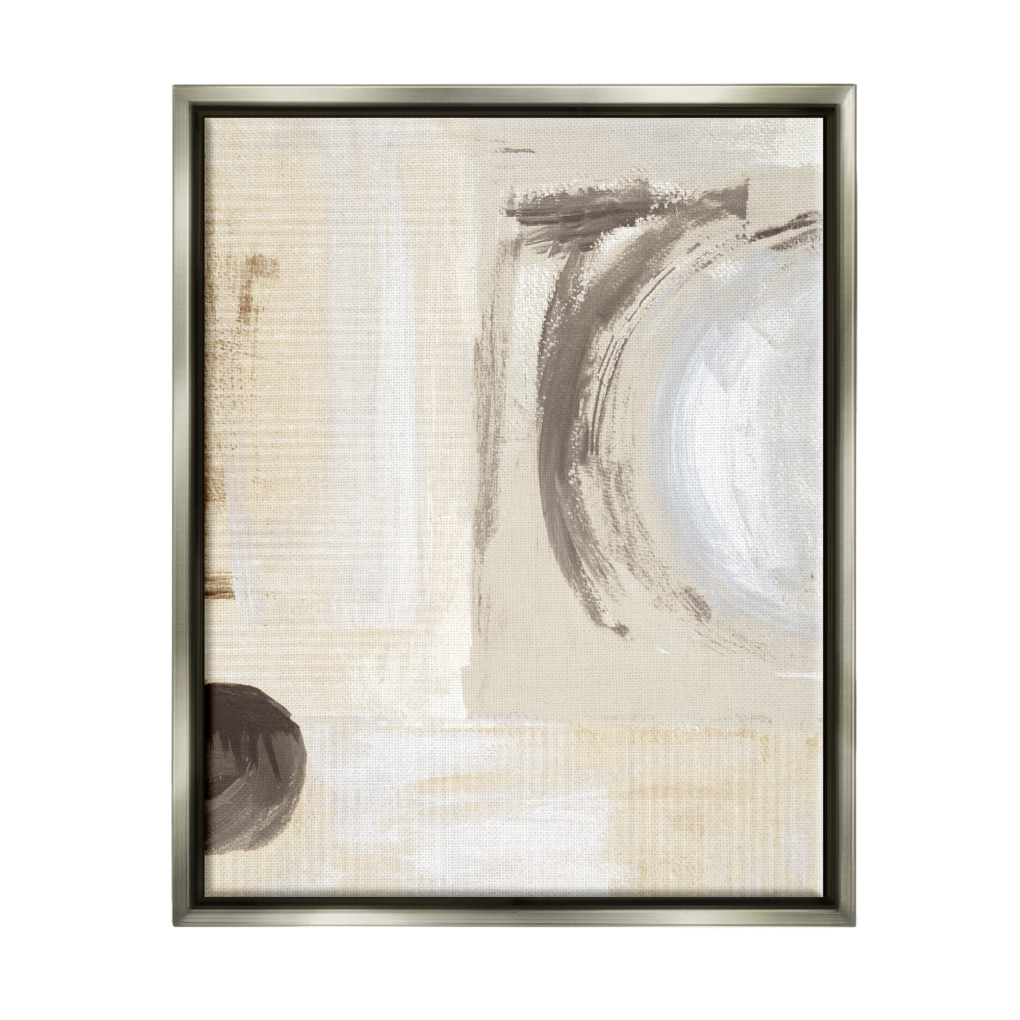 Stupell Industries Earth Tone Brushed Paint Abstract Painting Gray Floater Framed Canvas Art Print Wall Art, 25 x 31
