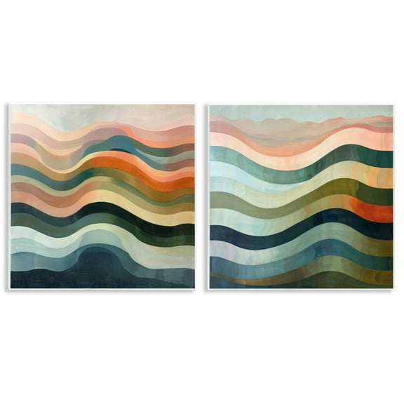Stupell Industries Earth Tone Fluid Waves Abstract Painting Unframed Art Print Wall Art, 12 x 12, Set of 2