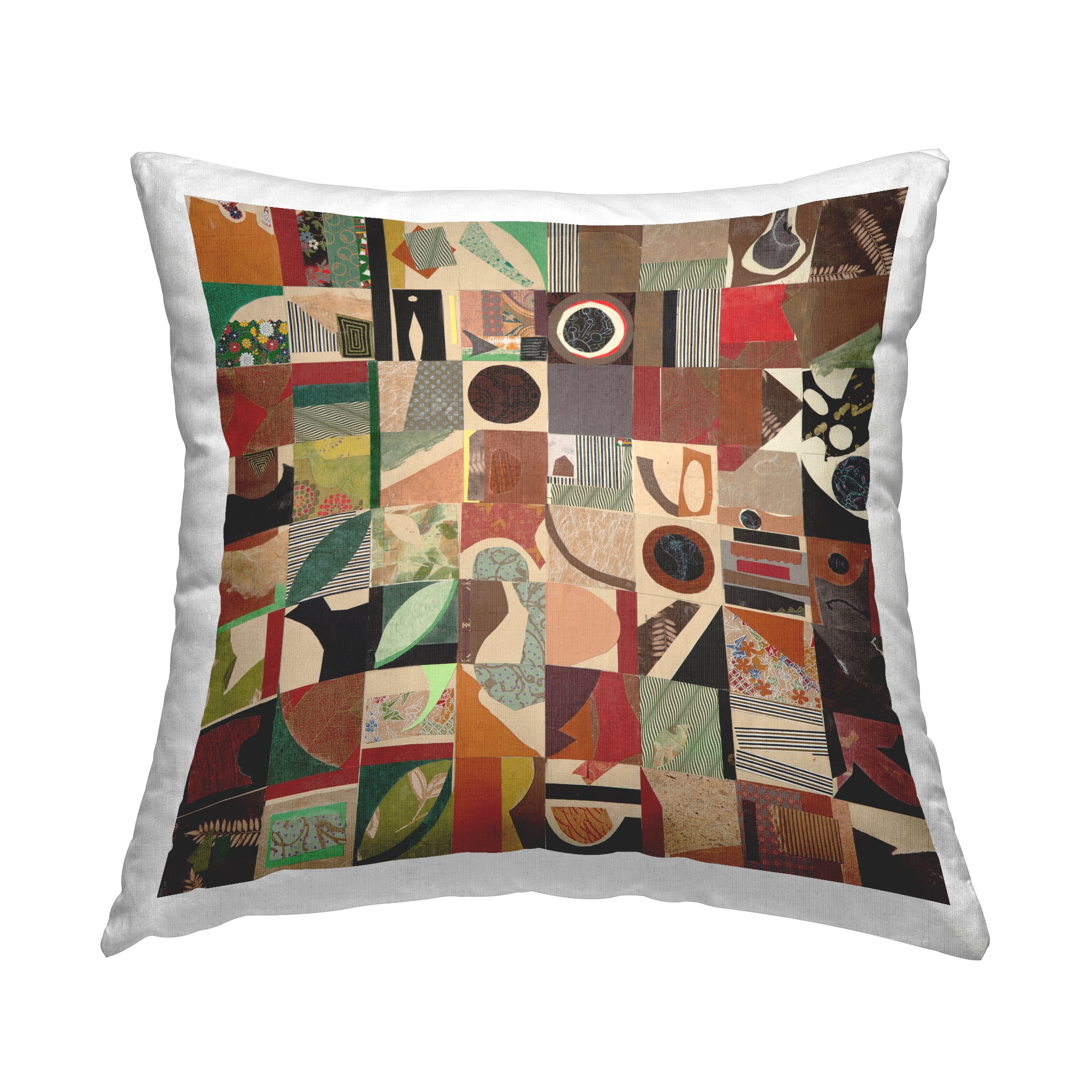 Stupell Industries Earth Tone Geometric Collage Decorative Printed Throw Pillow, 18 x 18