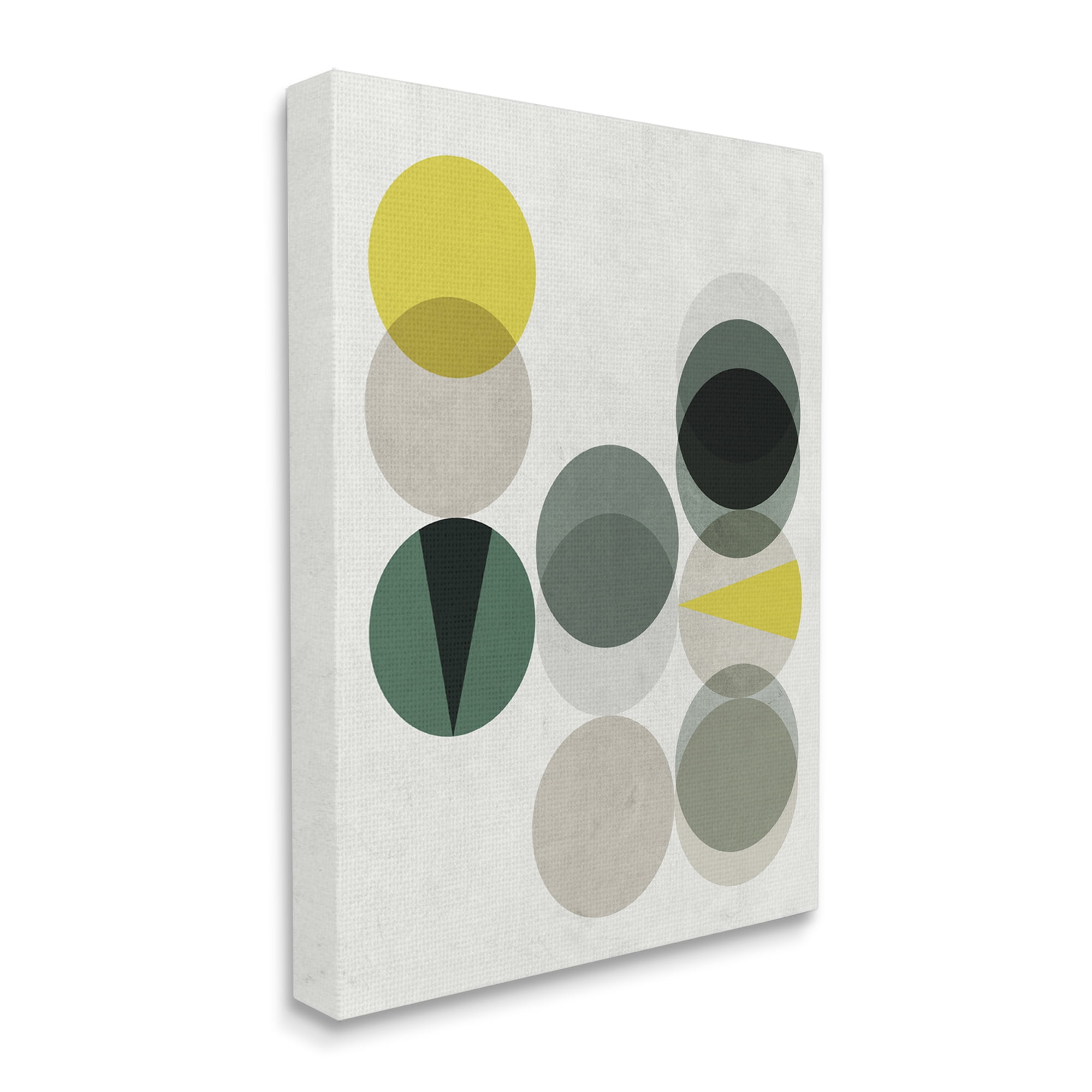 Stupell Industries Earth Tone Layered Circular Shapes Green Grey Abstract Painting Gallery Wrapped Canvas Art Print Wall Art, 16 x 20