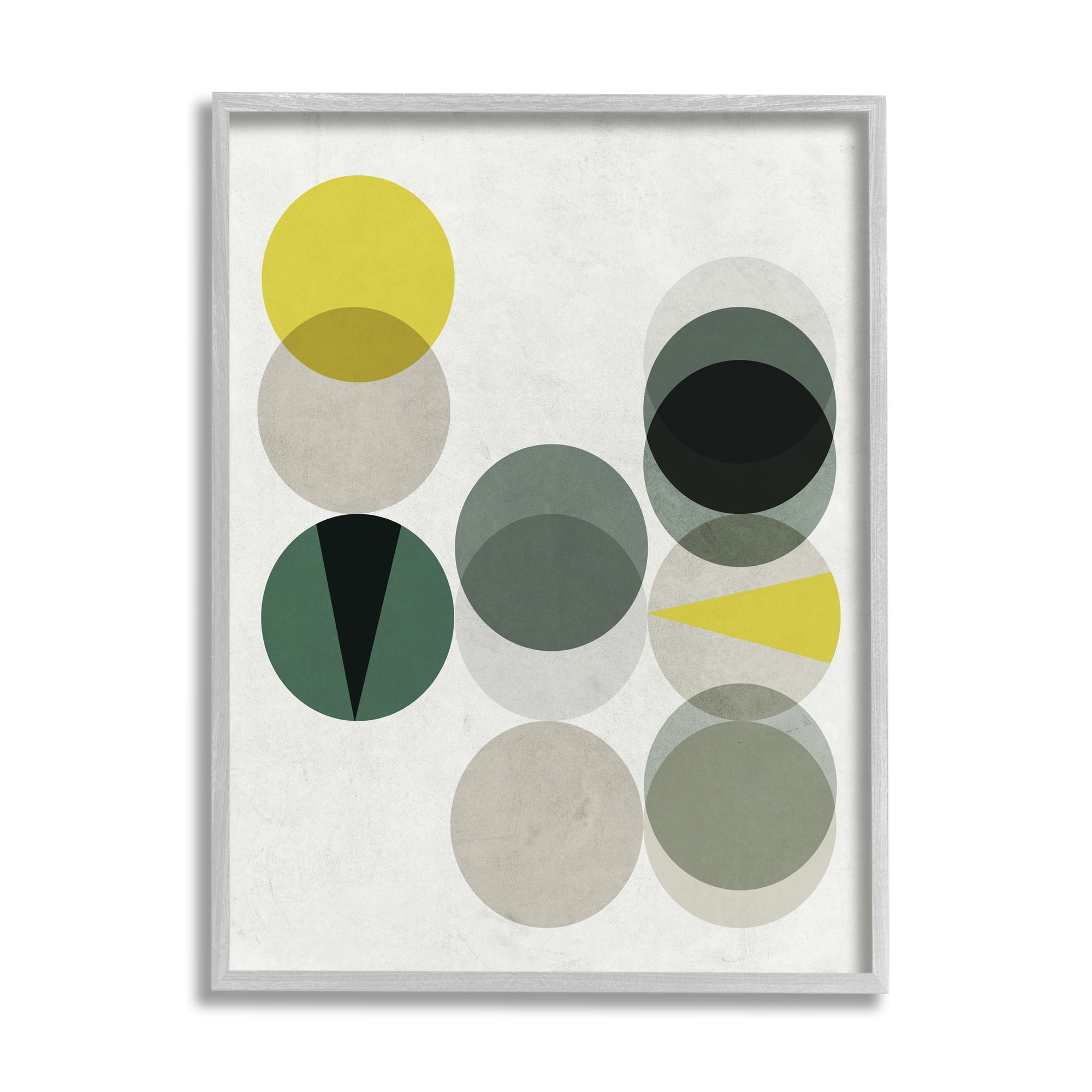 Stupell Industries Earth Tone Layered Circular Shapes Green Grey Abstract Painting Gray Framed Art Print Wall Art, 16 x 20