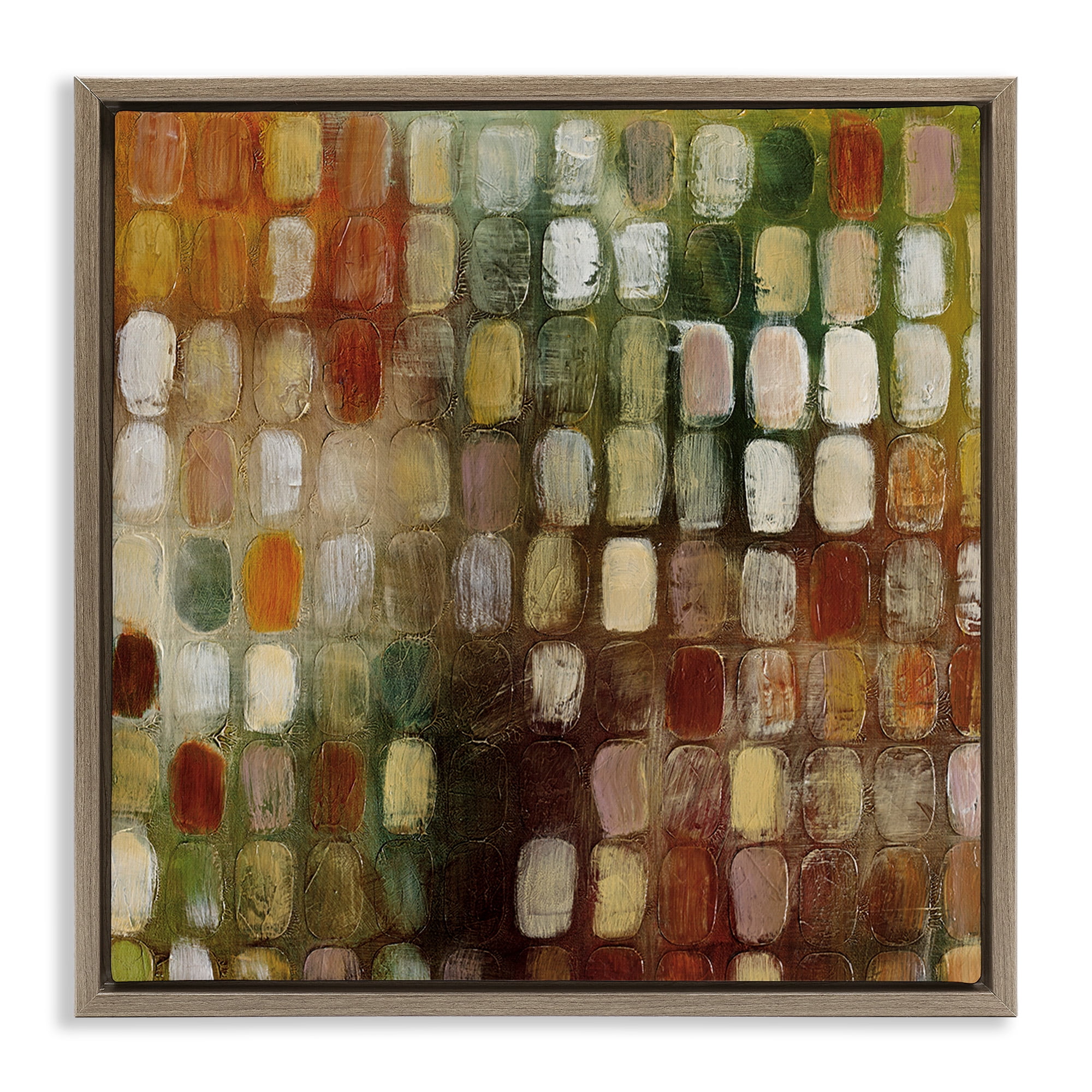 Stupell Industries Earth Tone Oval Abstraction Abstract Painting Brown Floater Framed Canvas Art Print Wall Art, 25 x 25