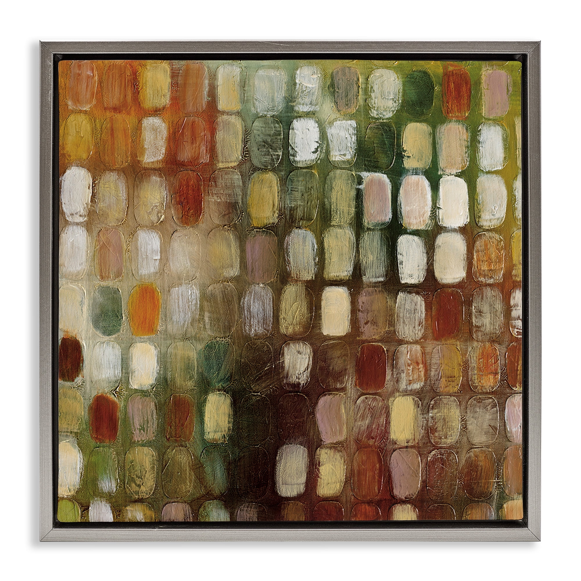 Stupell Industries Earth Tone Oval Abstraction Abstract Painting Gray Floater Framed Canvas Art Print Wall Art, 18 x 18