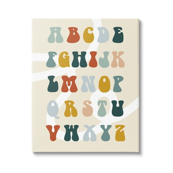 Stupell Industries Earth Tones Alphabet Typography Painting Gallery Wrapped Canvas Art Print Wall Art, 30 x 40