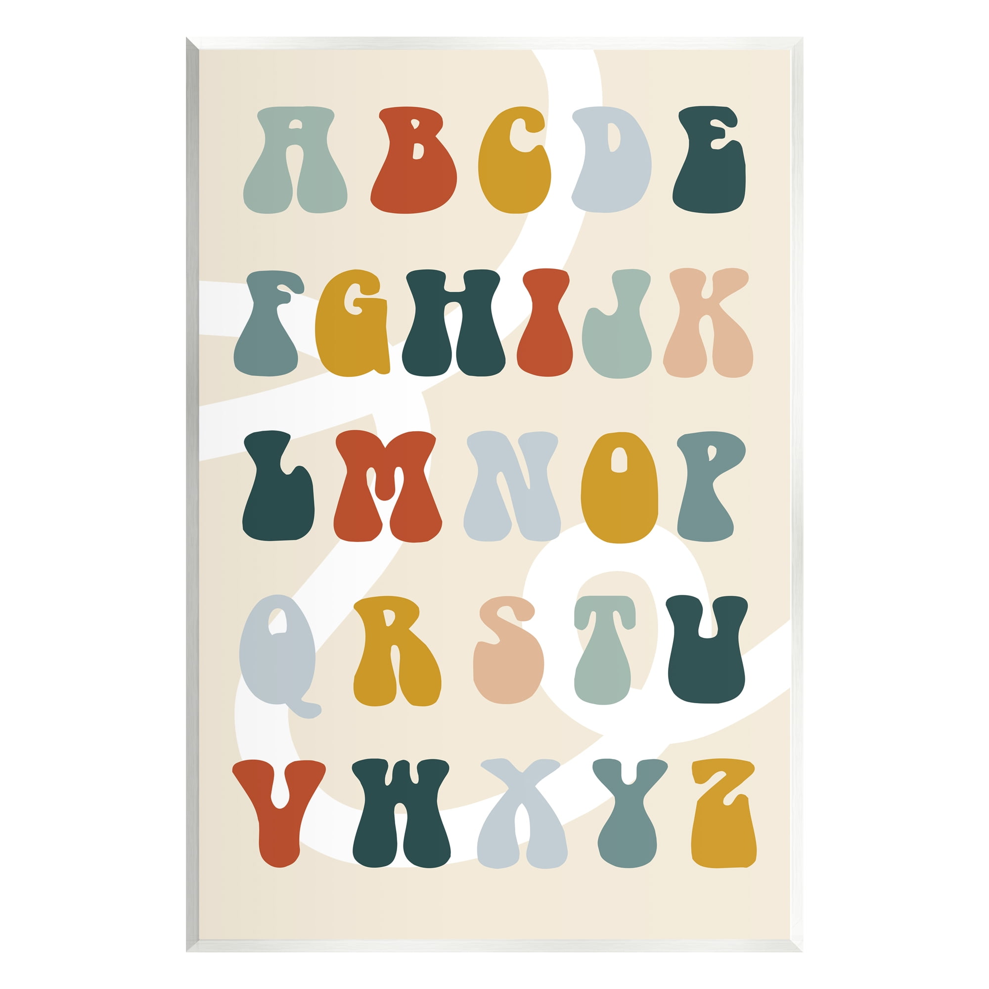 Earth Tones Alphabet Typography Art Print on MDF Wood, 10 x 15