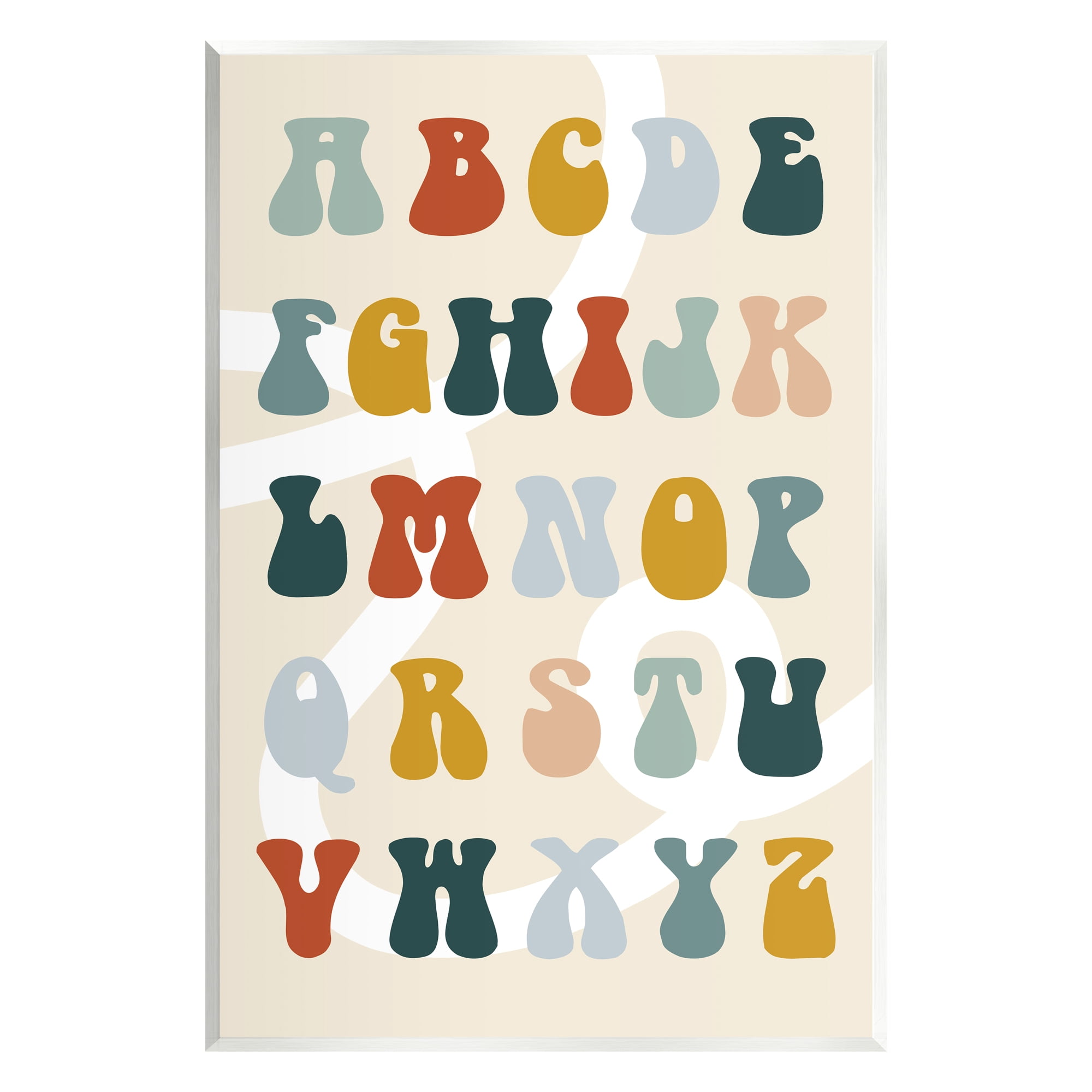 Stupell Industries Earth Tones Alphabet Typography Painting Unframed Art Print Wall Art, 13 x 19